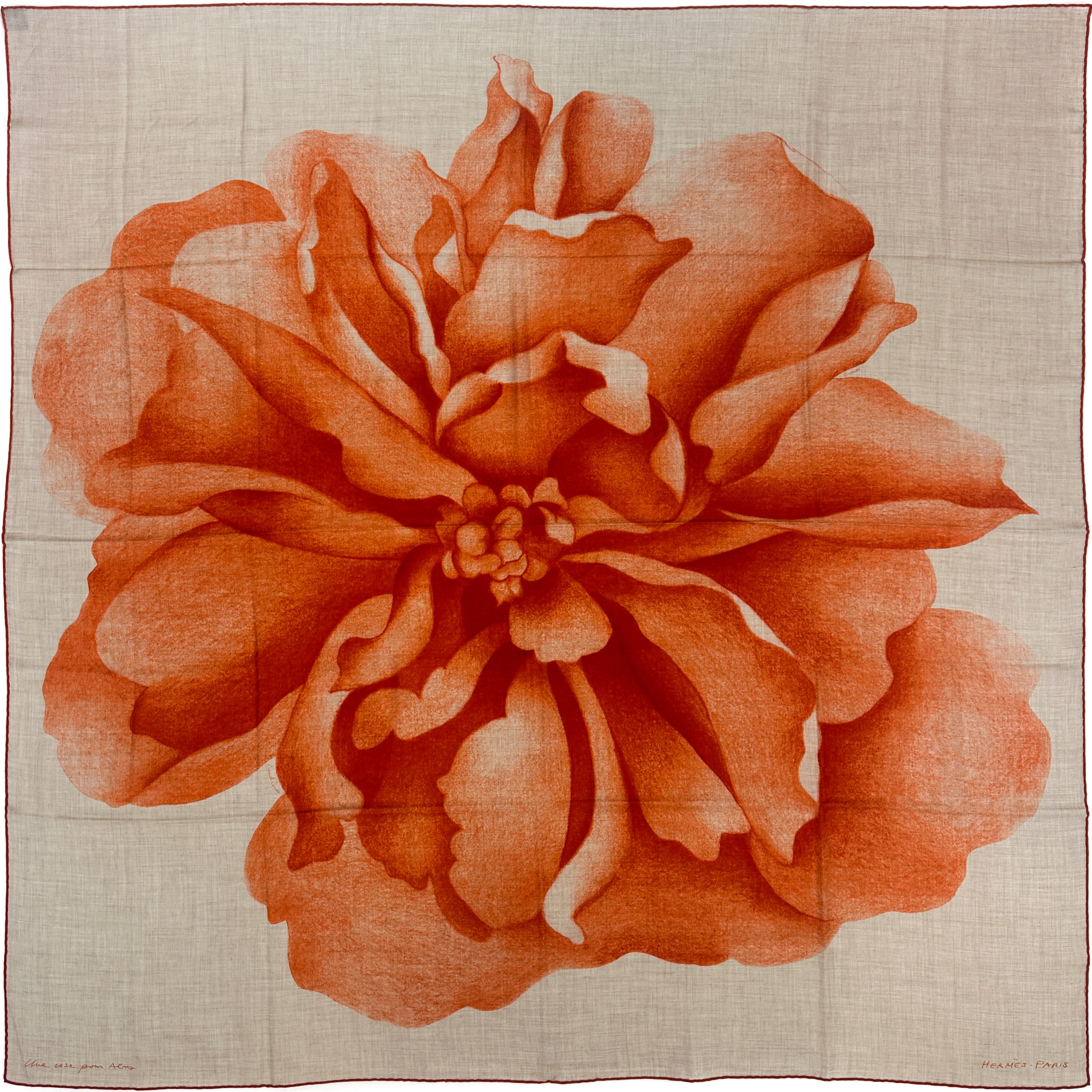 Hermès Une Rose Pour Alma Cashmere Silk 140