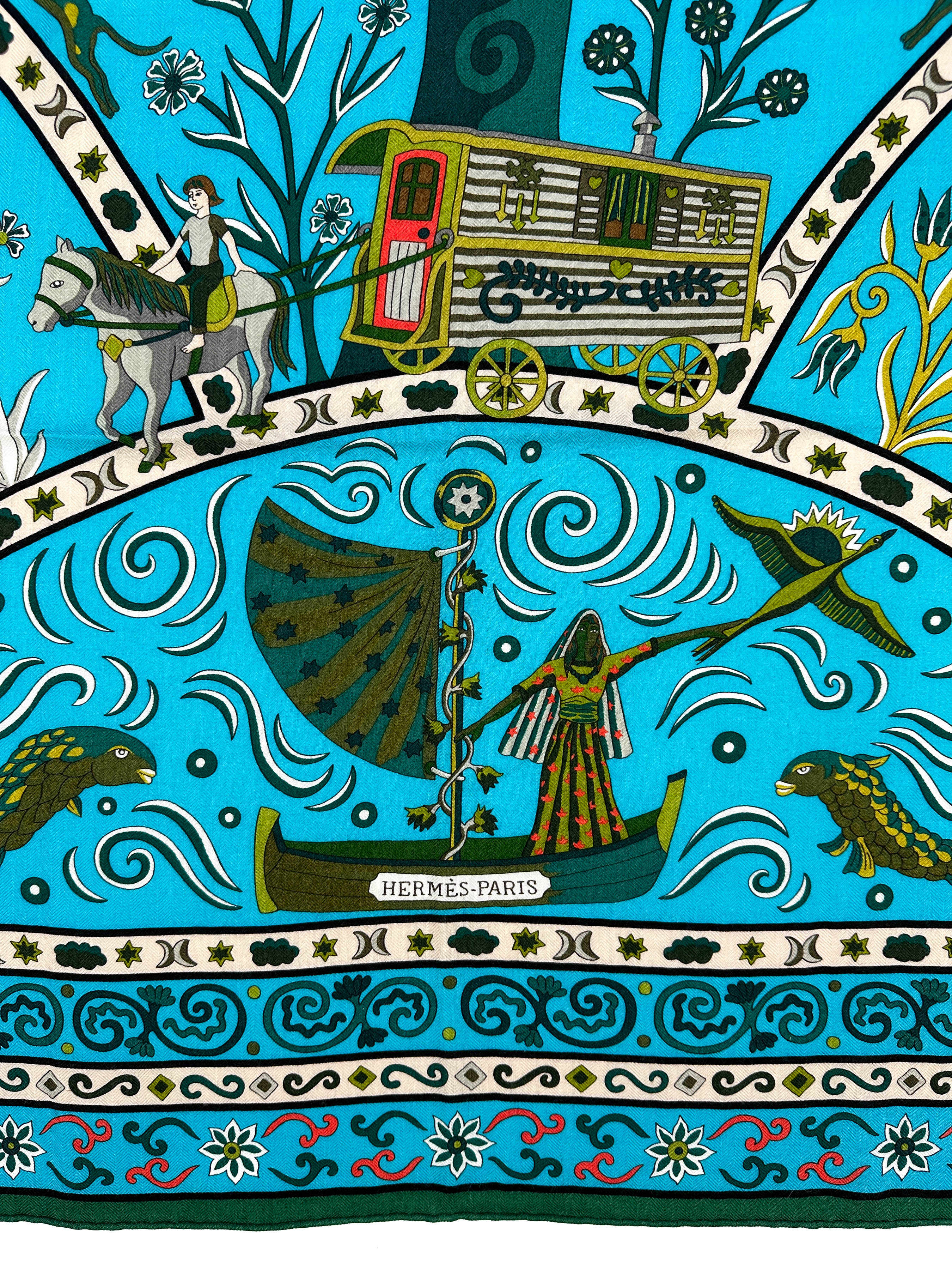 Hermès Peuple Du Vent Cashmere Silk 140