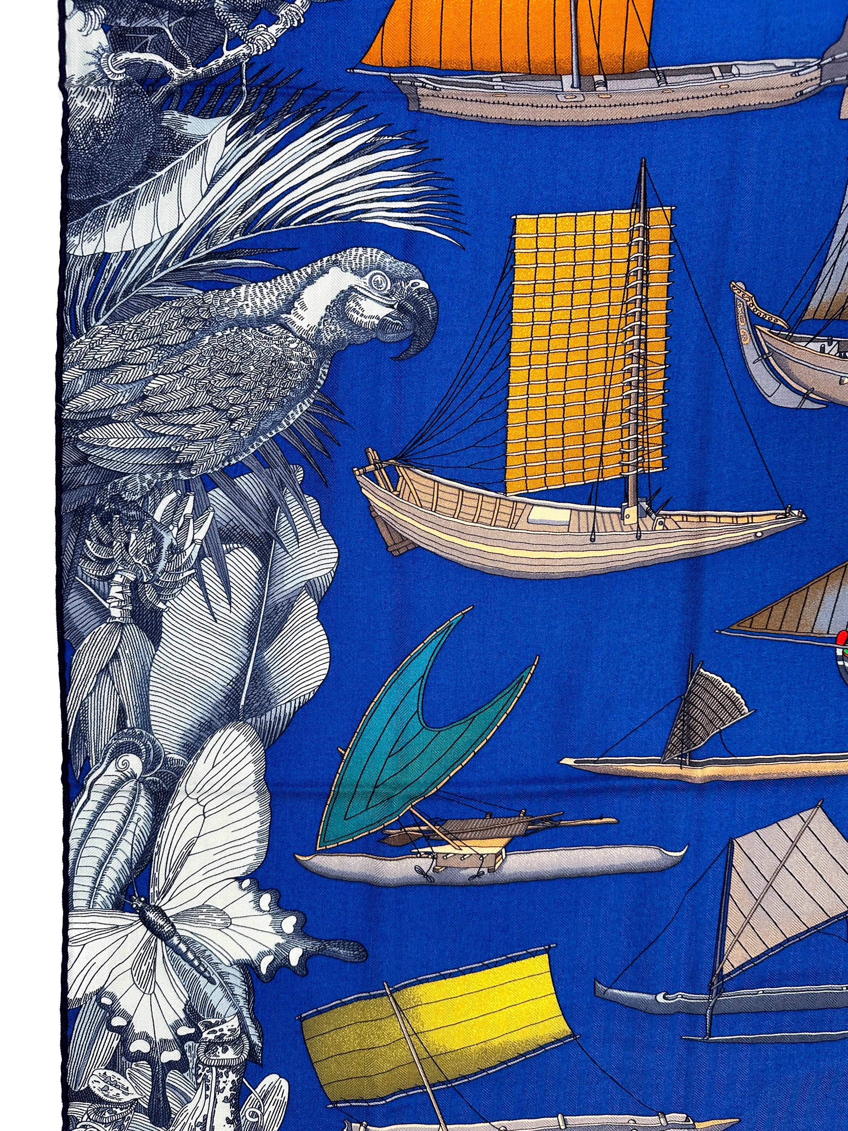 Hermès Tous les Bateaux du Monde Cashmere Silk 140