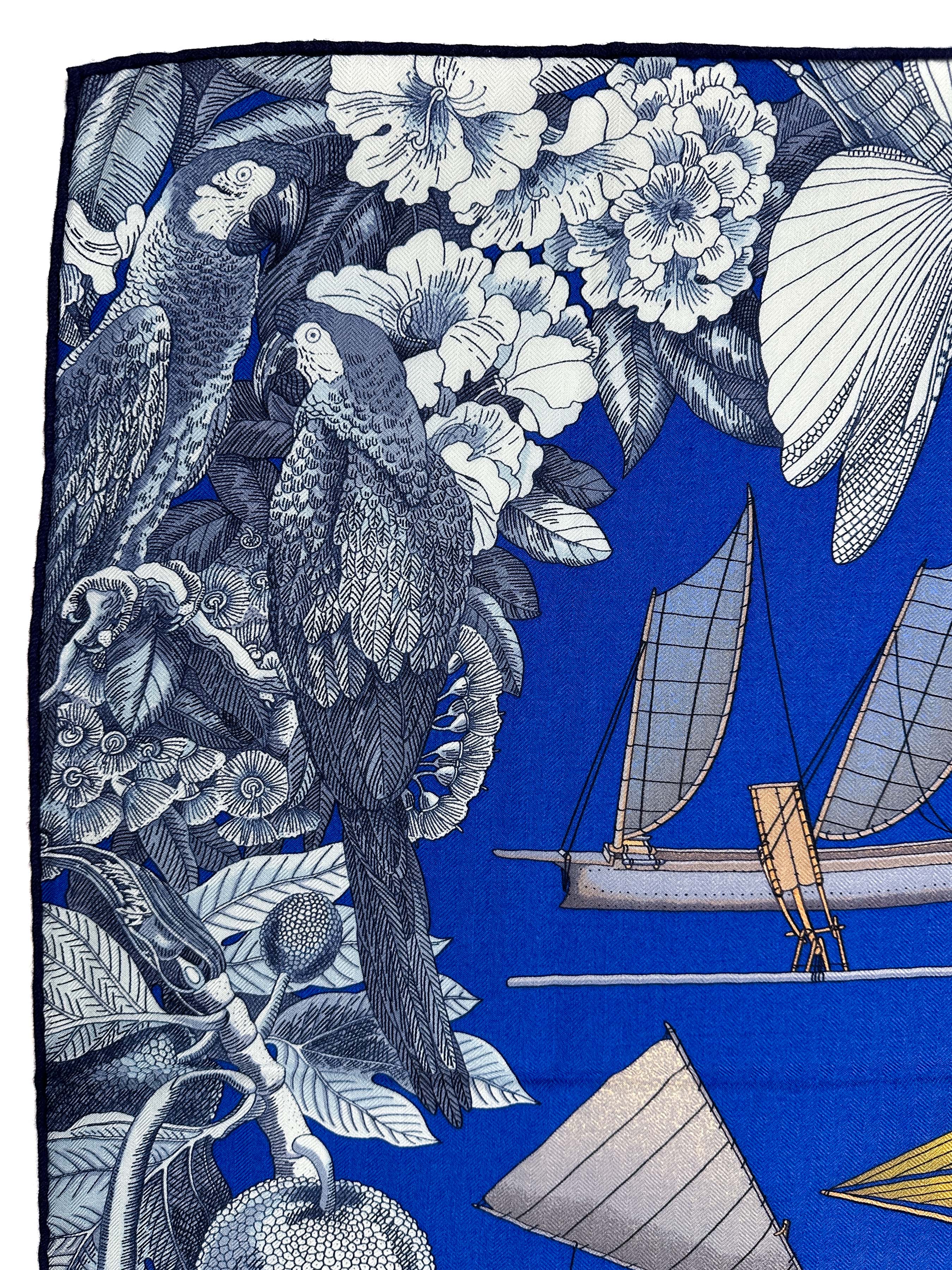 Hermès Tous les Bateaux du Monde Cashmere Silk 140