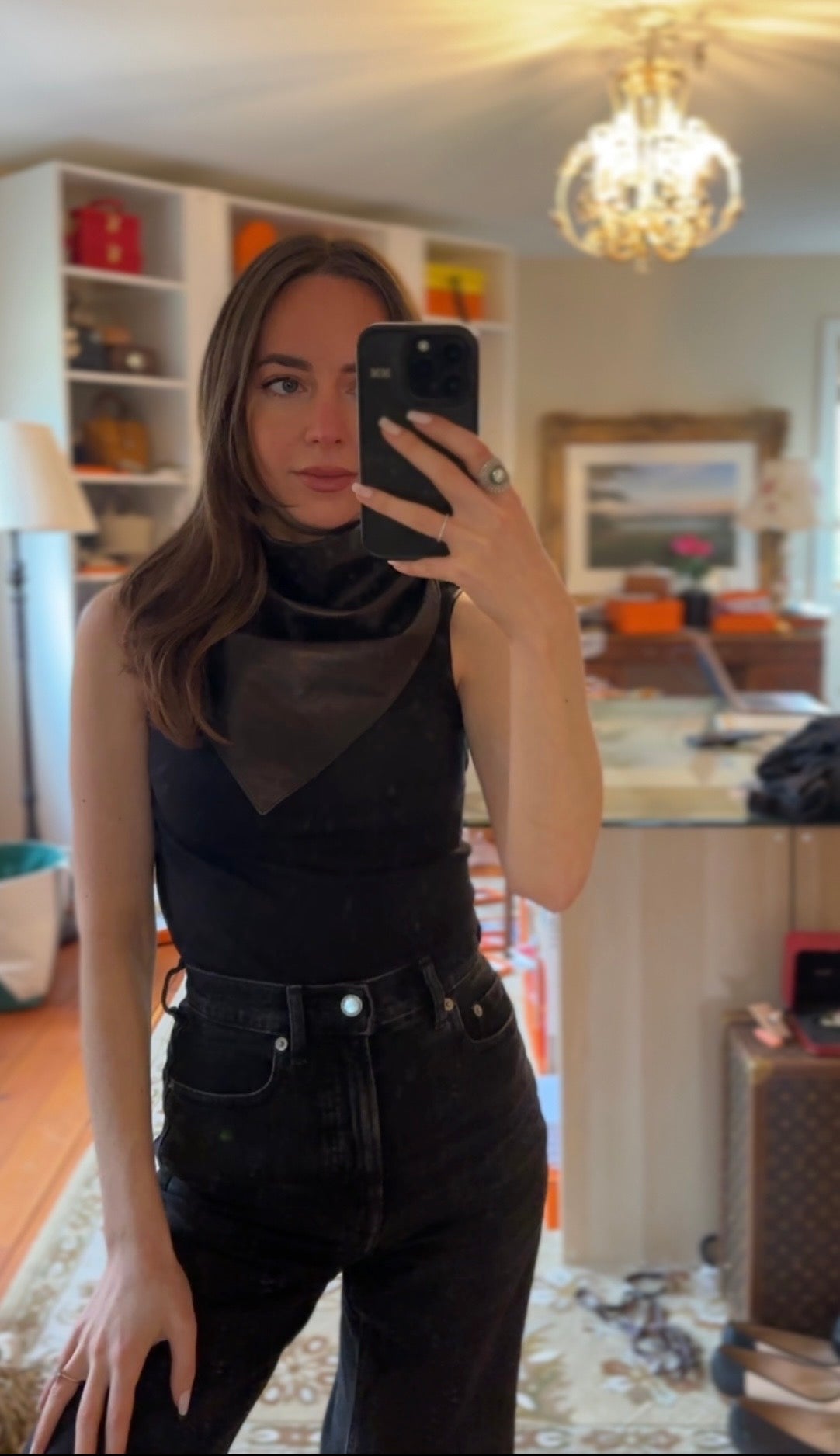 Hermès Col Fichu Leather Triangle