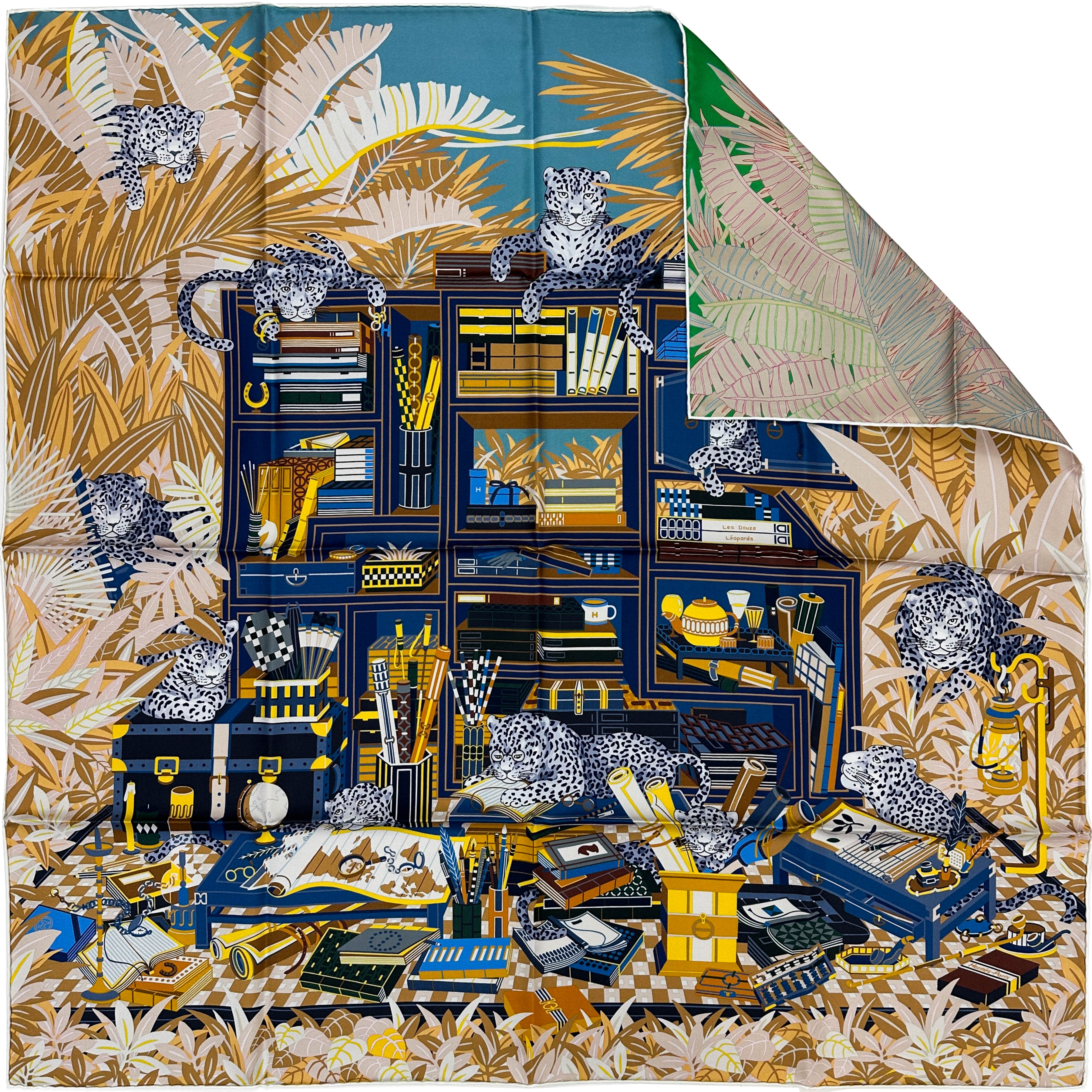 Hermès Douze Leopards Double Face 90