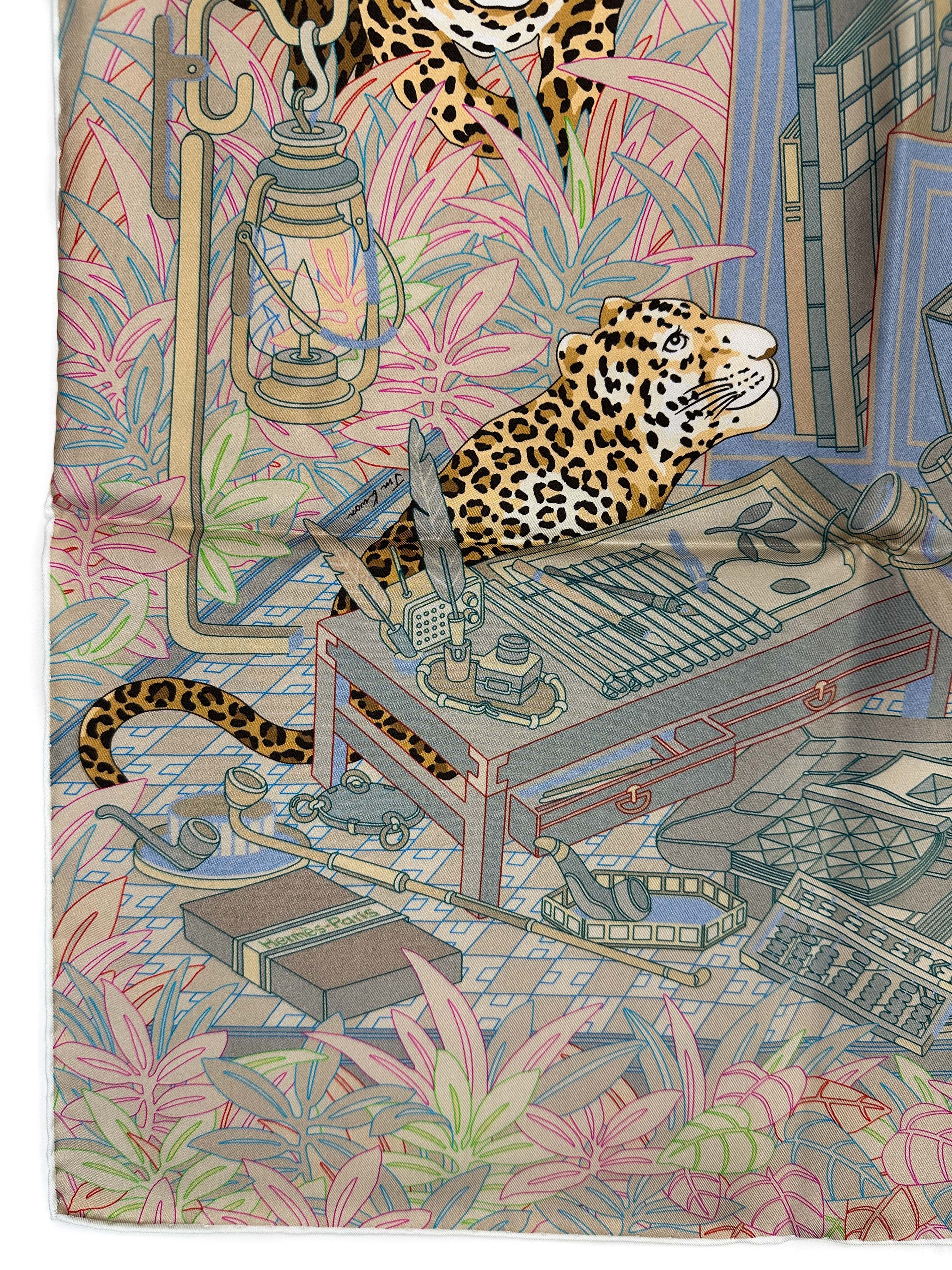 Hermès Douze Leopards Double Face 90