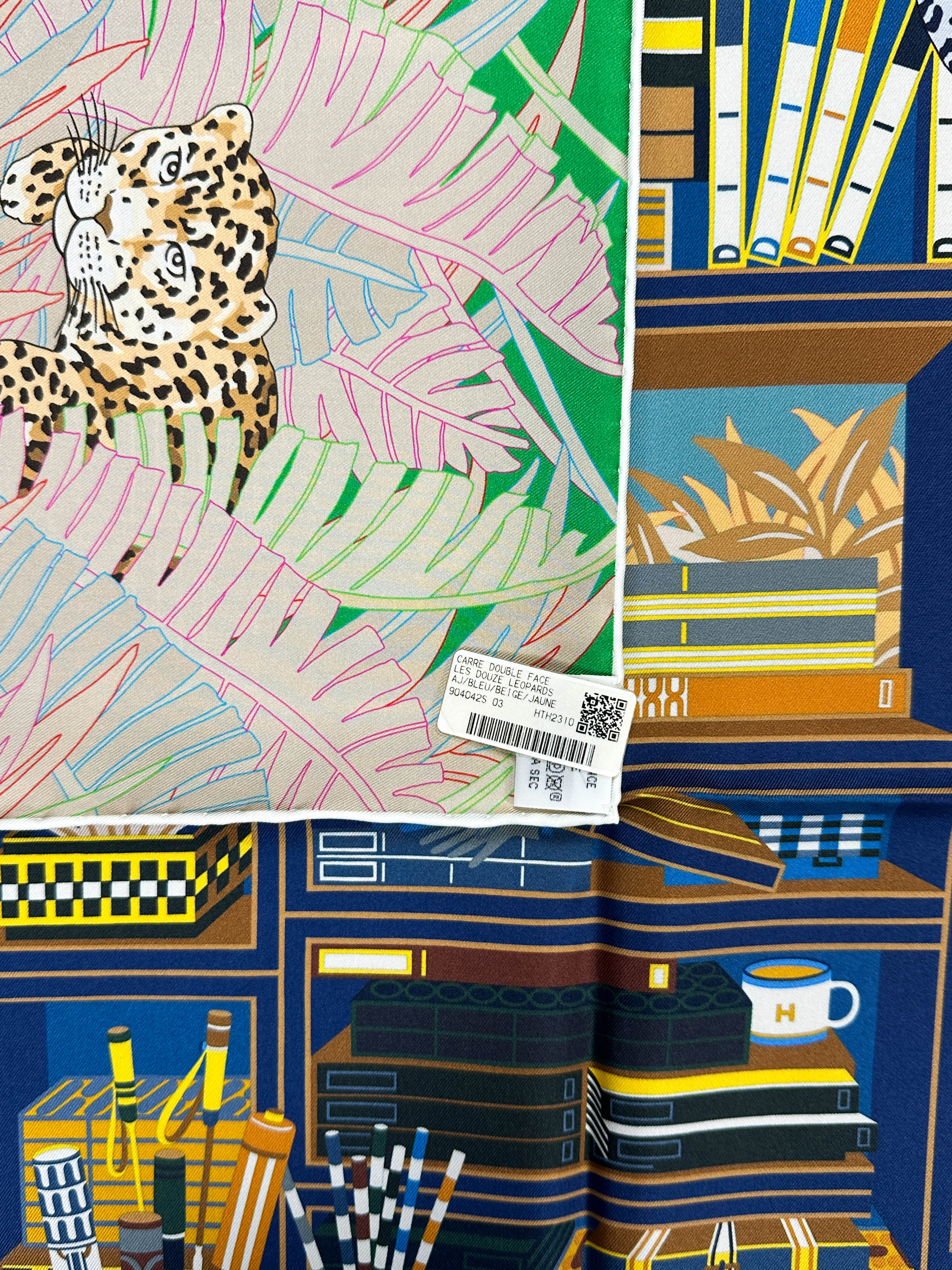 Hermès Douze Leopards Double Face 90