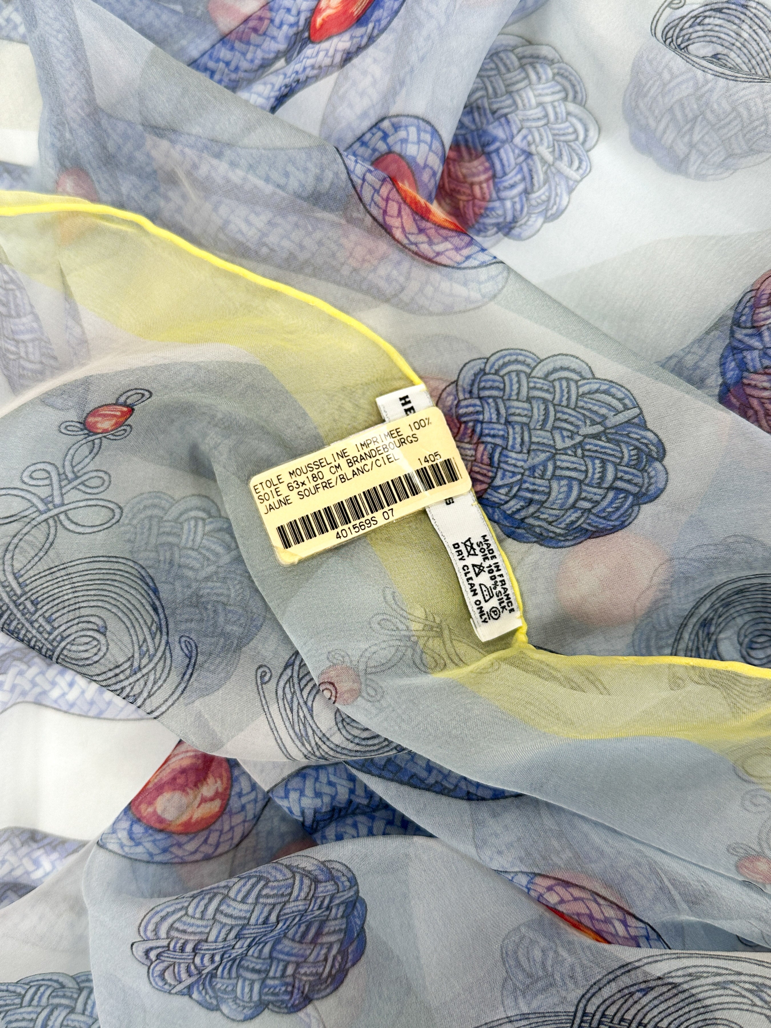 Hermès Brandebourgs Mousseline Shawl