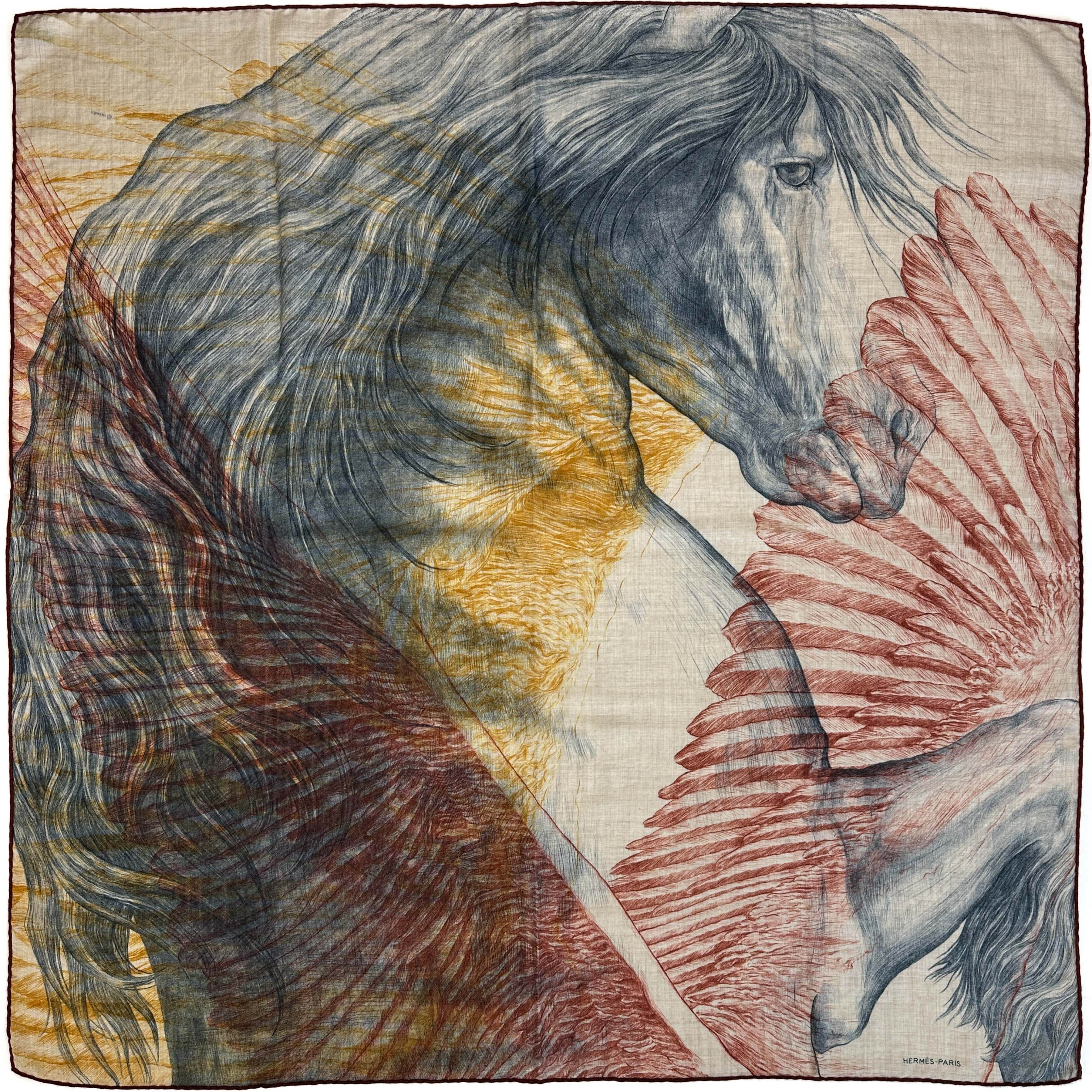 Hermès Les Ailes De Pegase Cashmere Silk 100