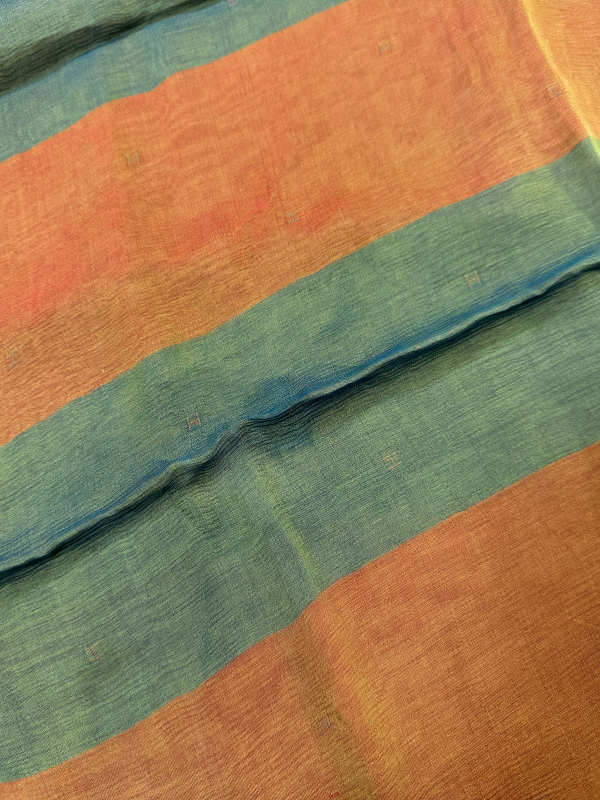 Hermès Embroidered H Changeant Mousseline Shawl
