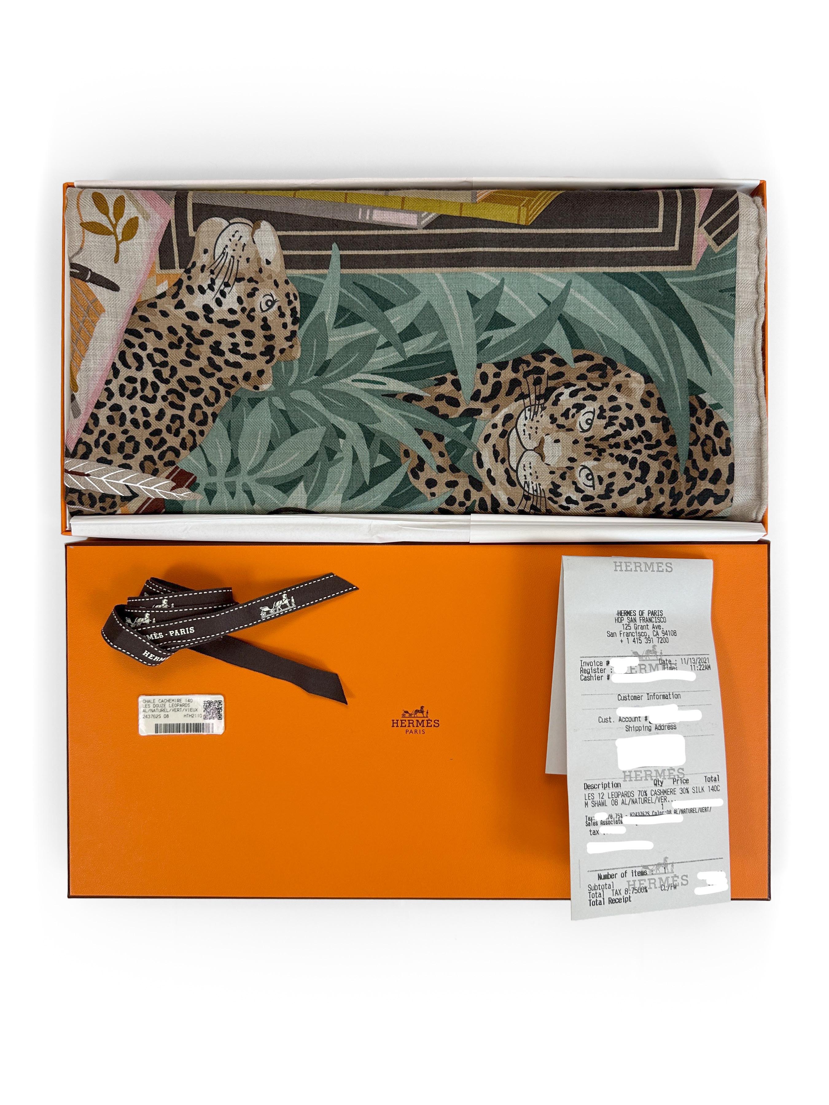 Hermès Douze Leopards Cashmere Silk 140