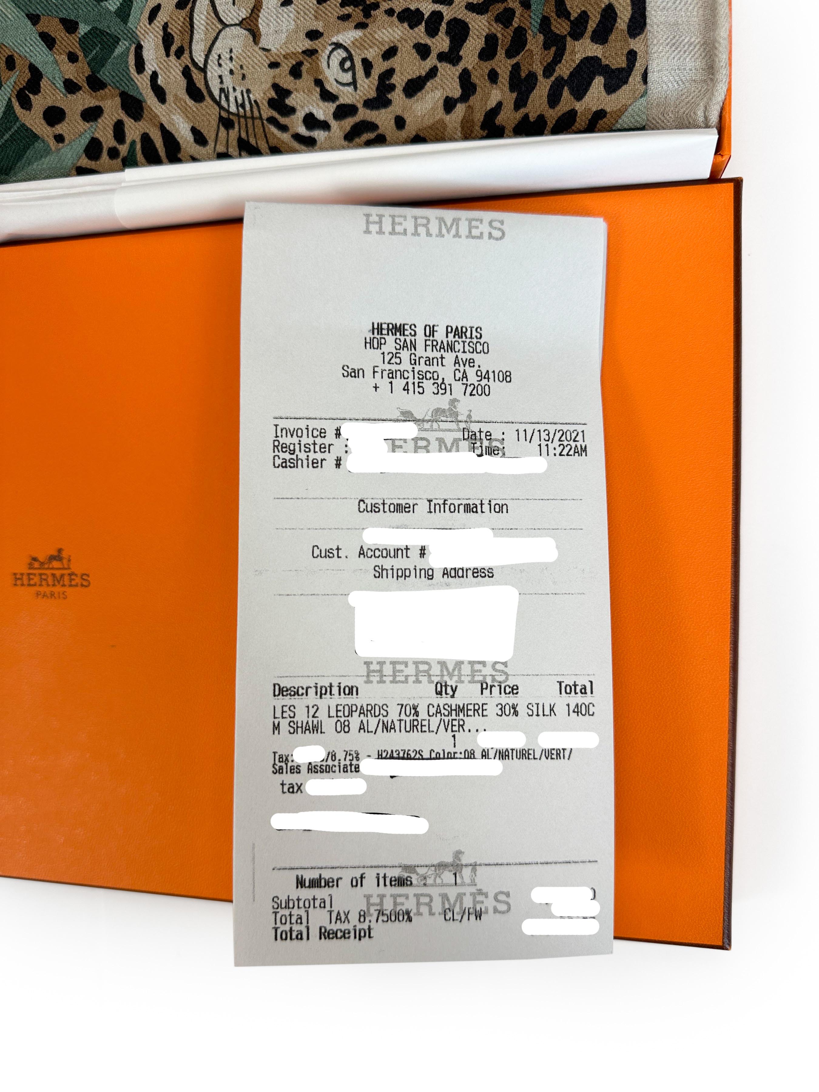 Hermès Douze Leopards Cashmere Silk 140
