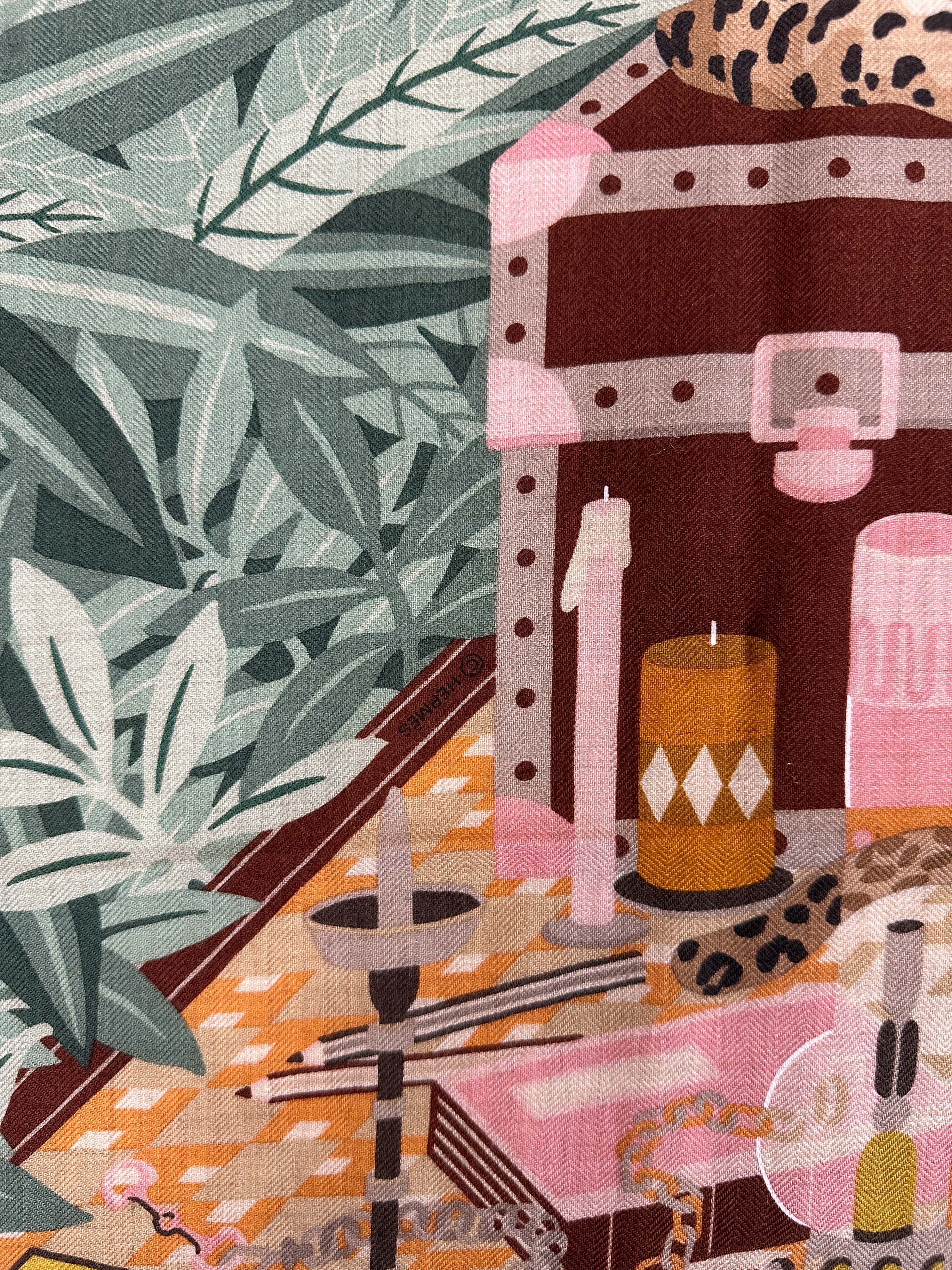 Hermès Douze Leopards Cashmere Silk 140