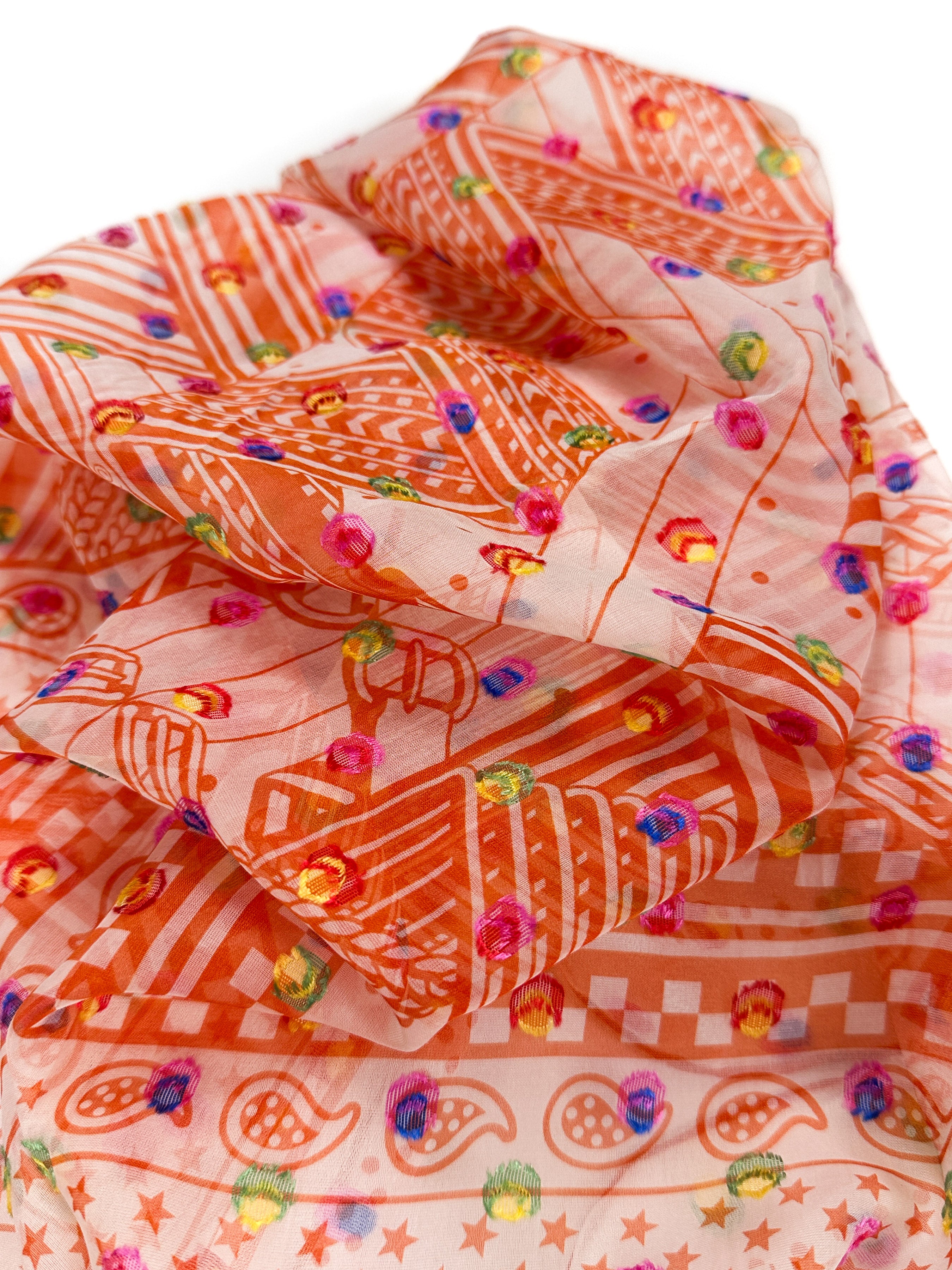 Hermès Sangles en Zig Zag Pois Rainbow Mousseline 60