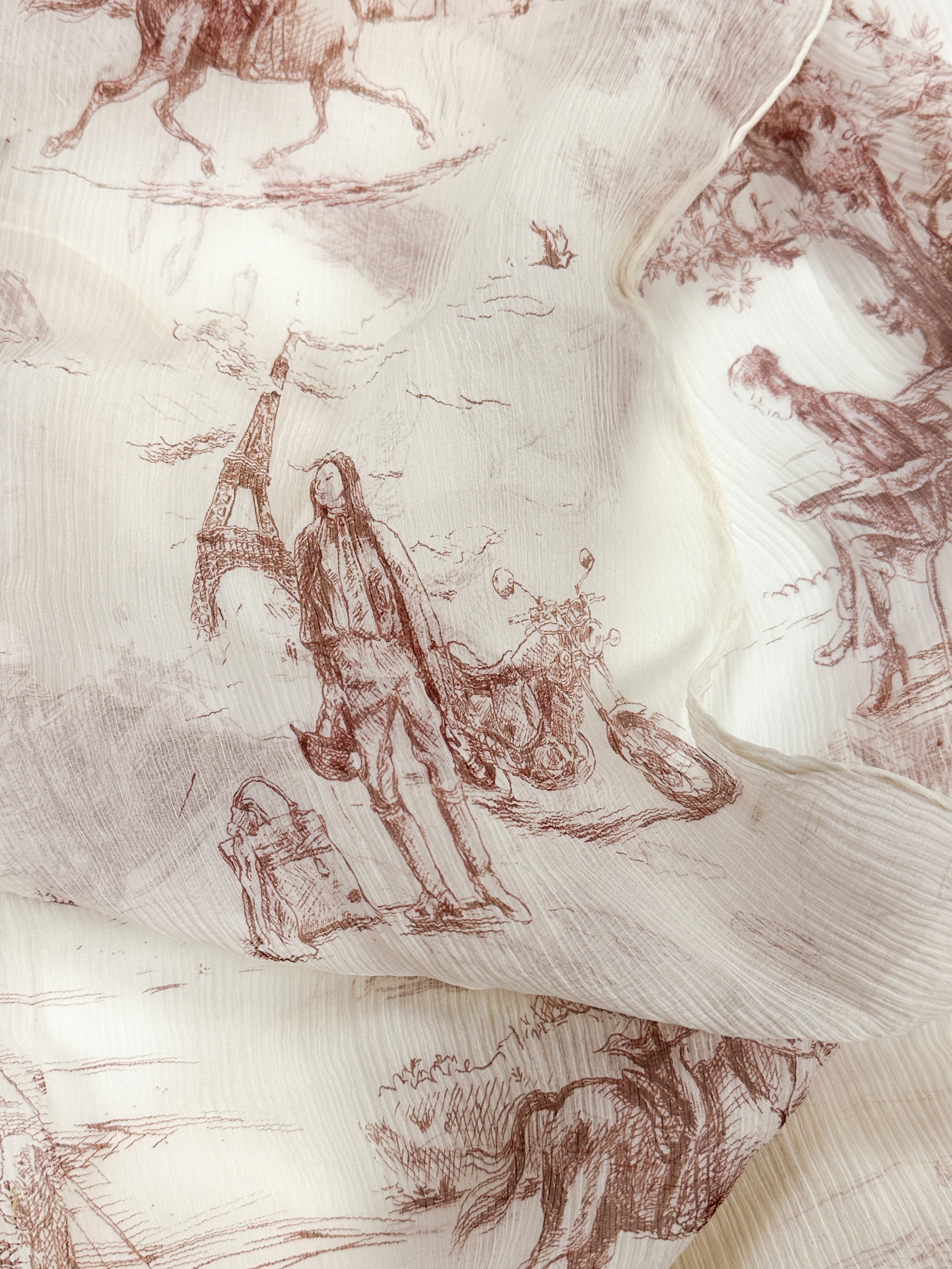 Hermès Toile de Jouy Crinkle Mousseline Shawl