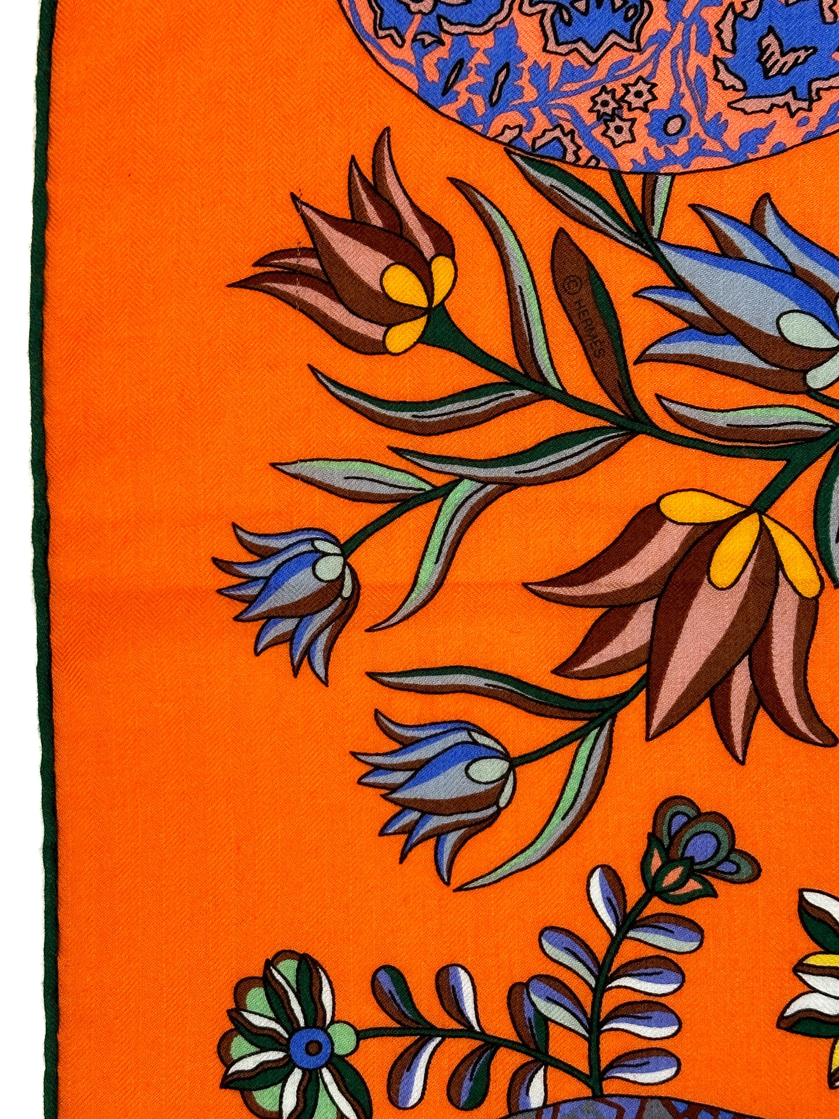 Hermès Fleurs et Papillions de Tissues Cashmere Silk 140
