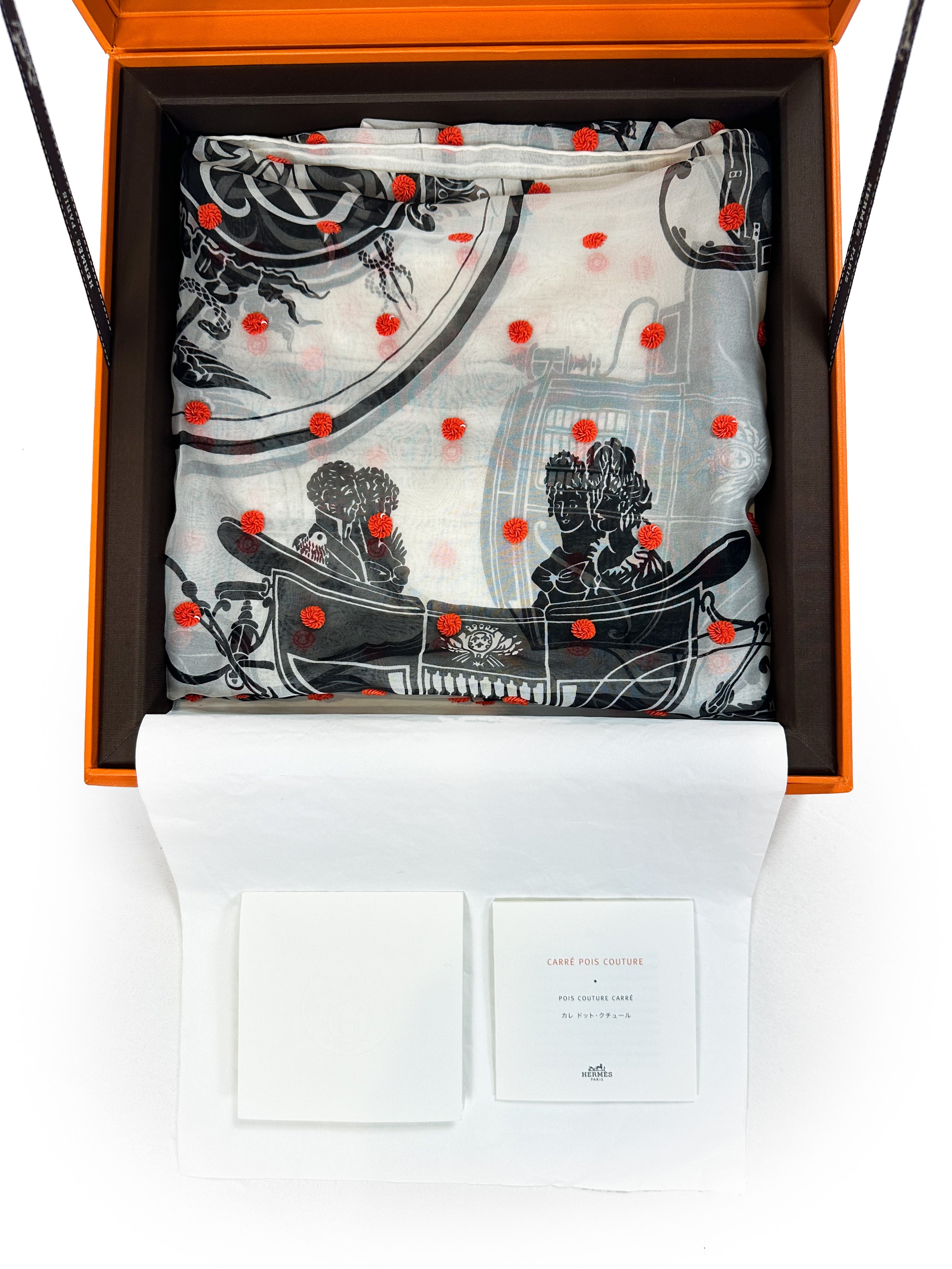Hermès Ex-Libris Au Pois Couture Exceptional Sequin Mousseline 90
