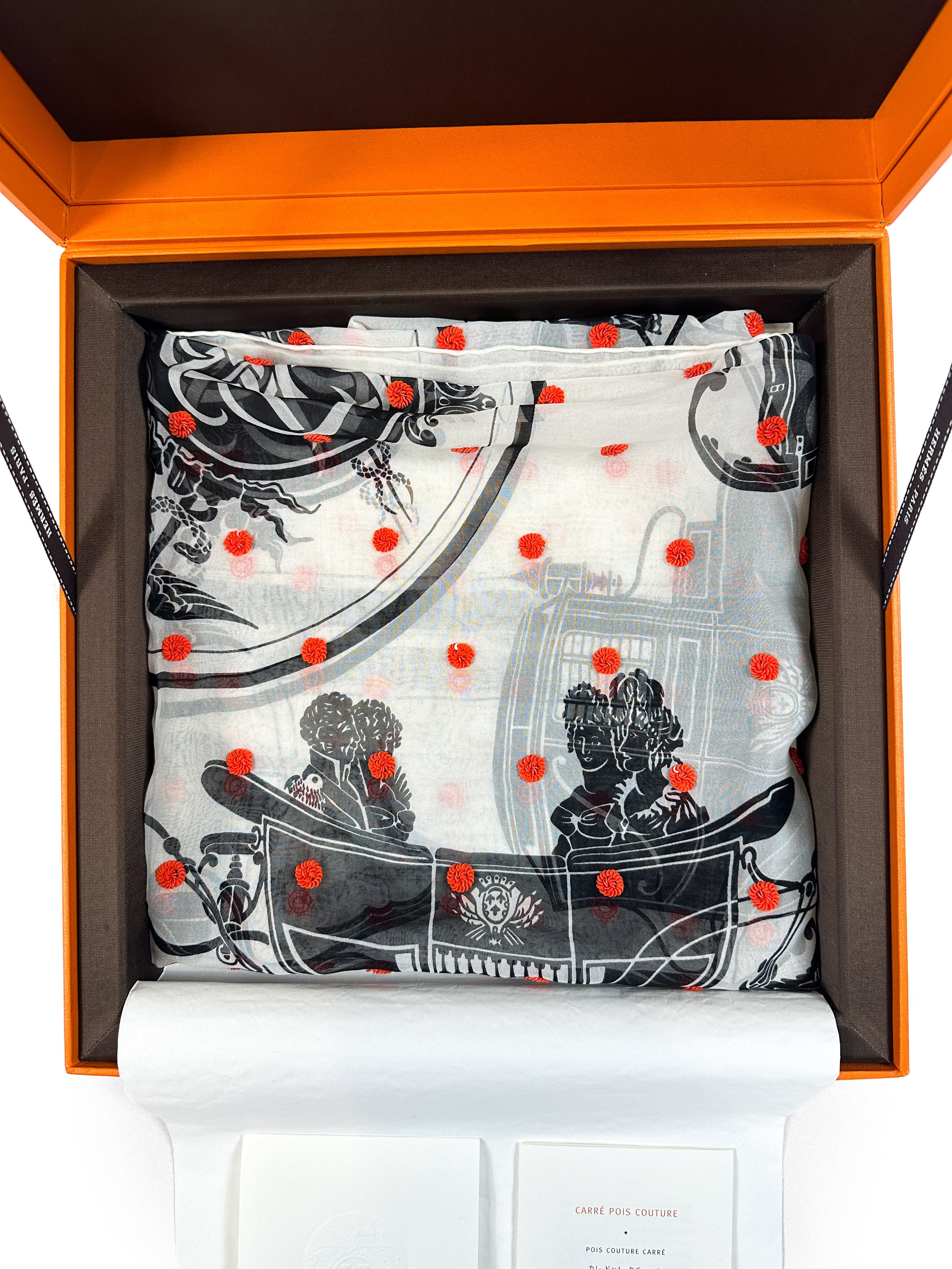 Hermès Ex-Libris Au Pois Couture Exceptional Sequin Mousseline 90