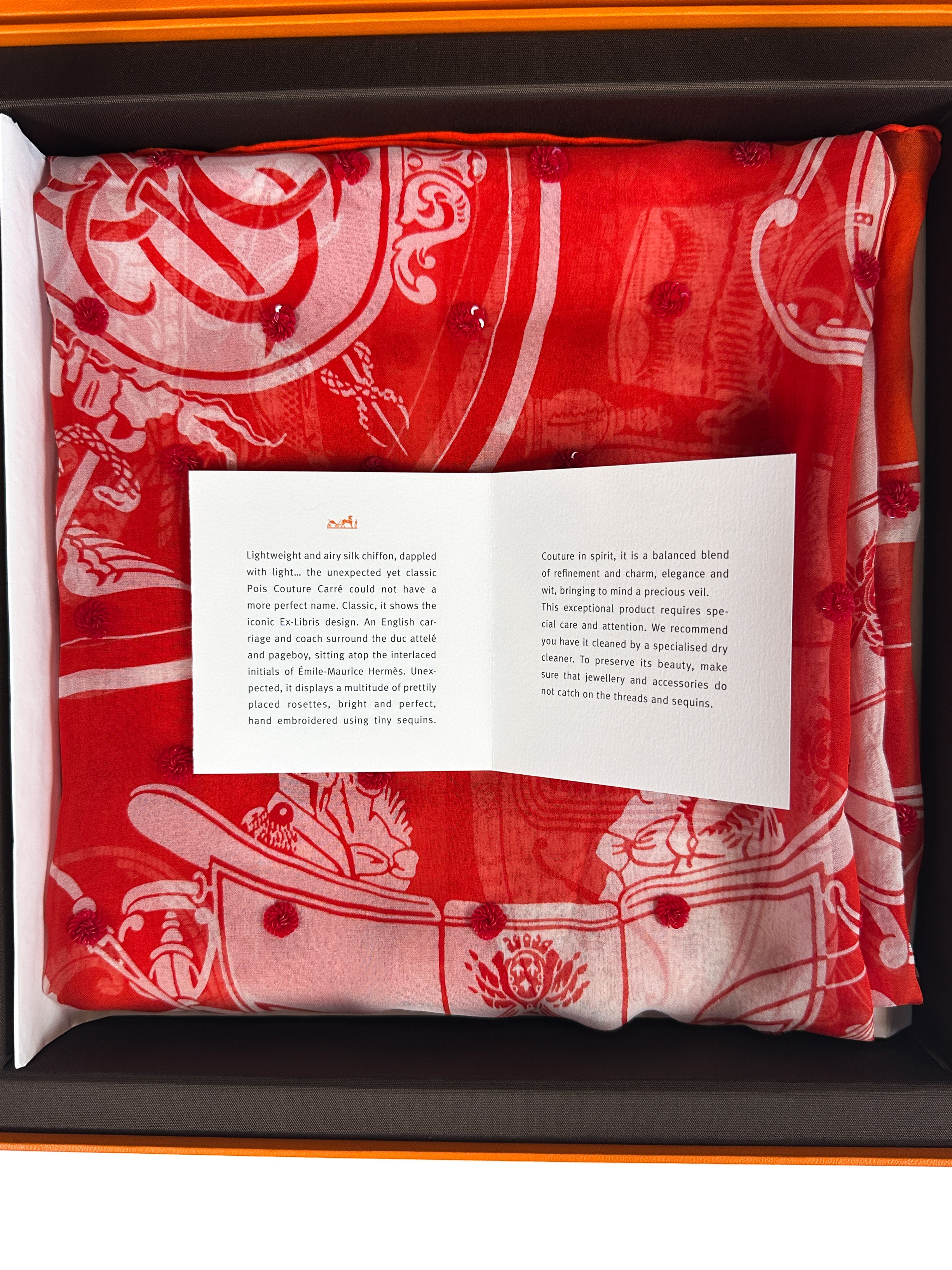 Hermès Ex-Libris Au Pois Couture Exceptional Sequin Mousseline 90