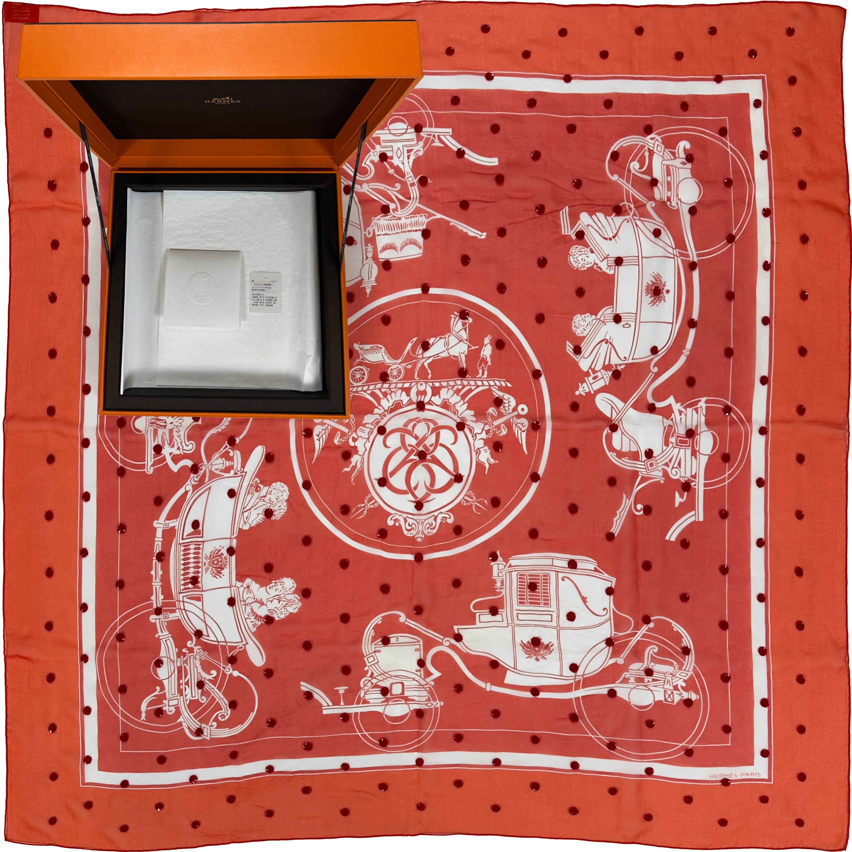 Hermès Ex-Libris Au Pois Couture Exceptional Sequin Mousseline 90