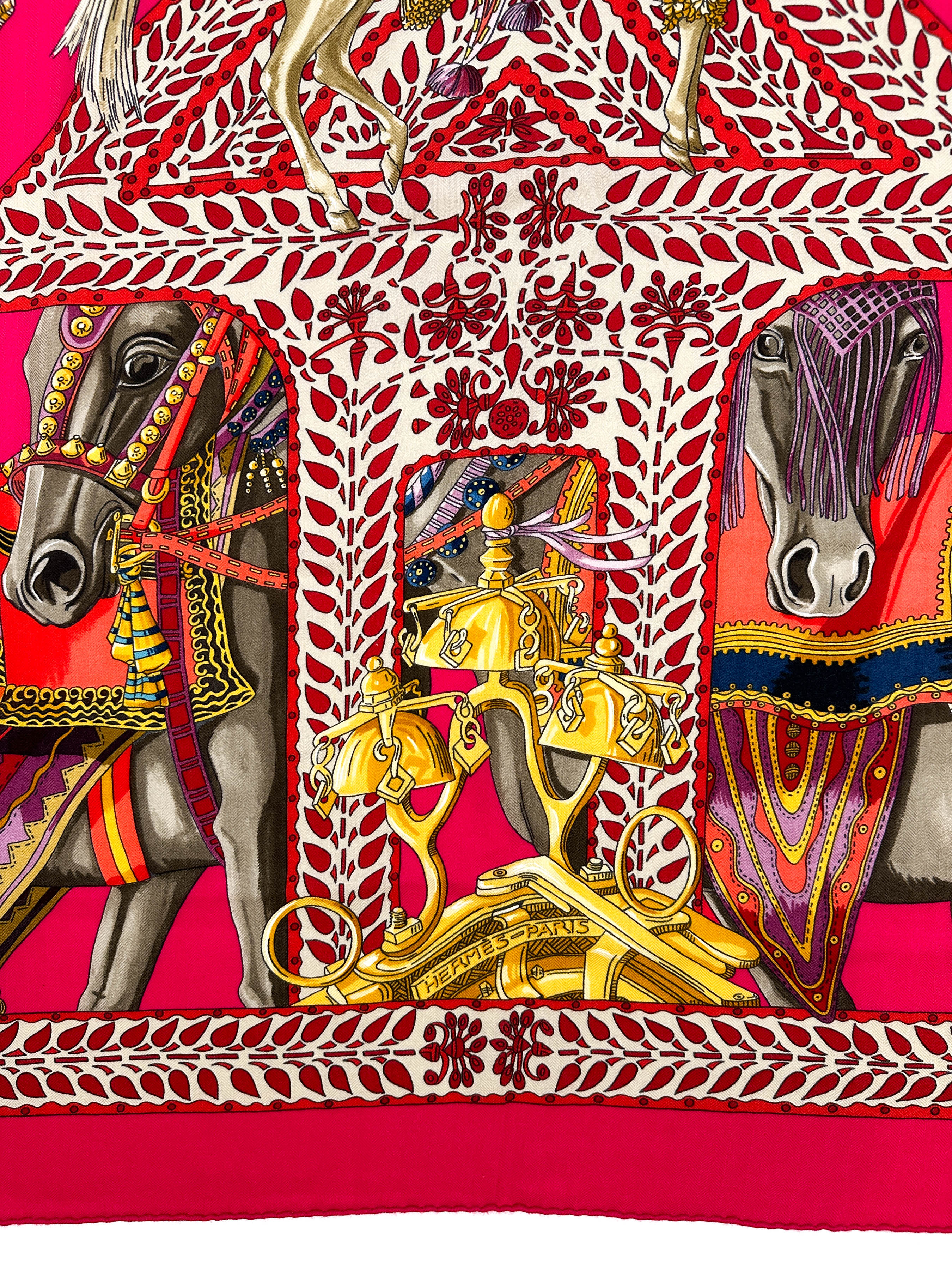 Hermès La Danse du Cheval Marwari Cashmere Silk 140