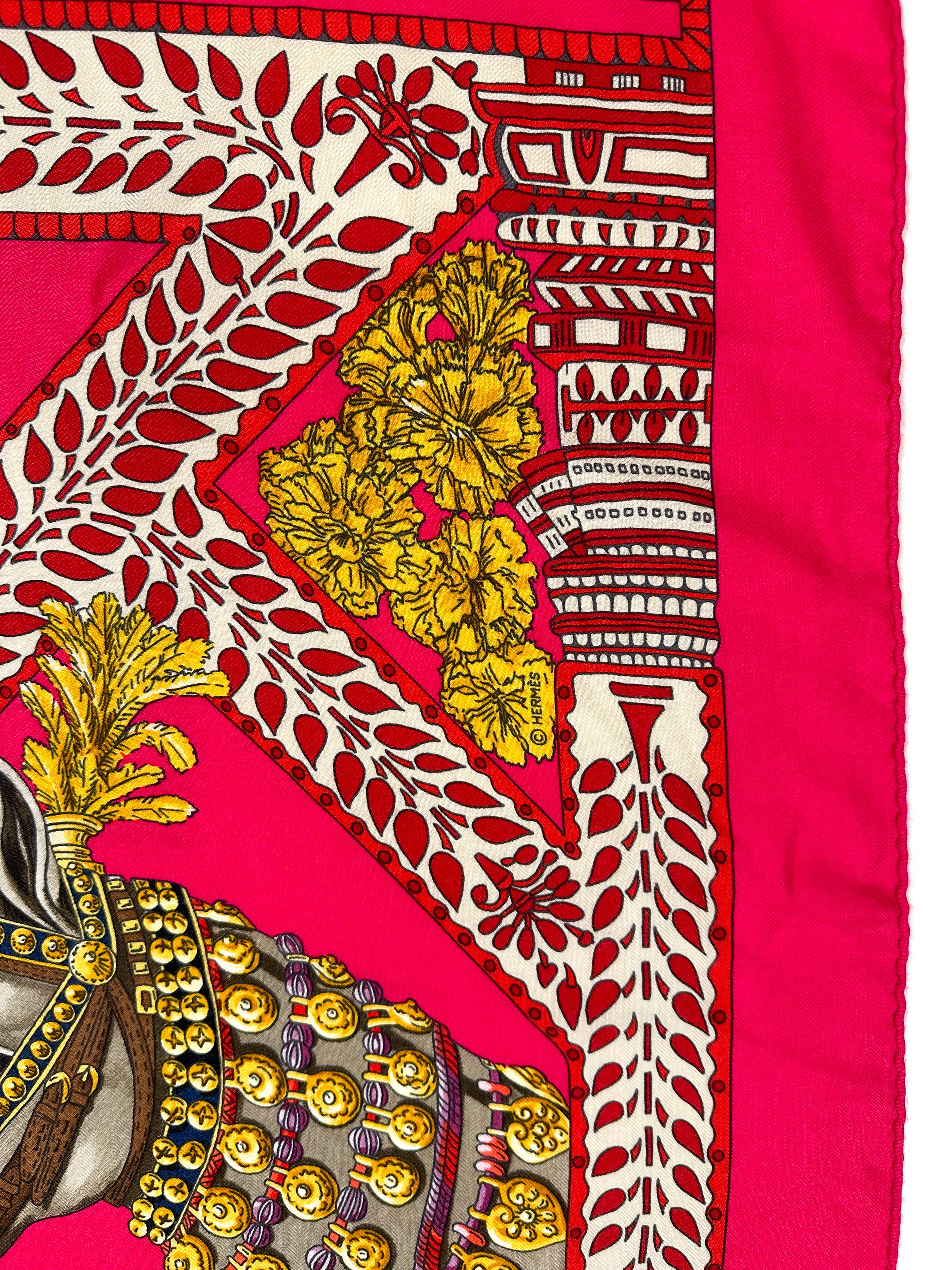 Hermès La Danse du Cheval Marwari Cashmere Silk 140