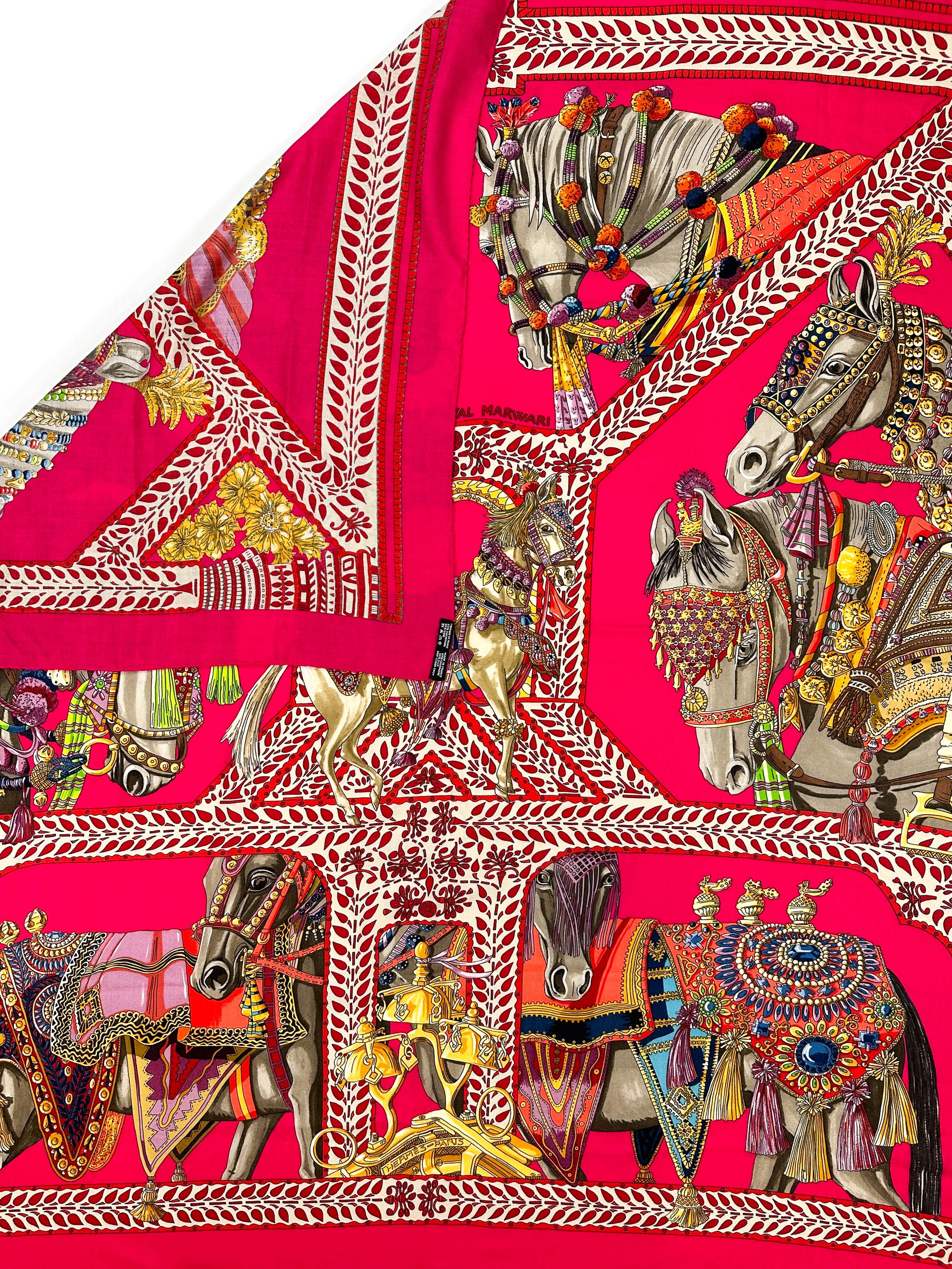 Hermès La Danse du Cheval Marwari Cashmere Silk 140