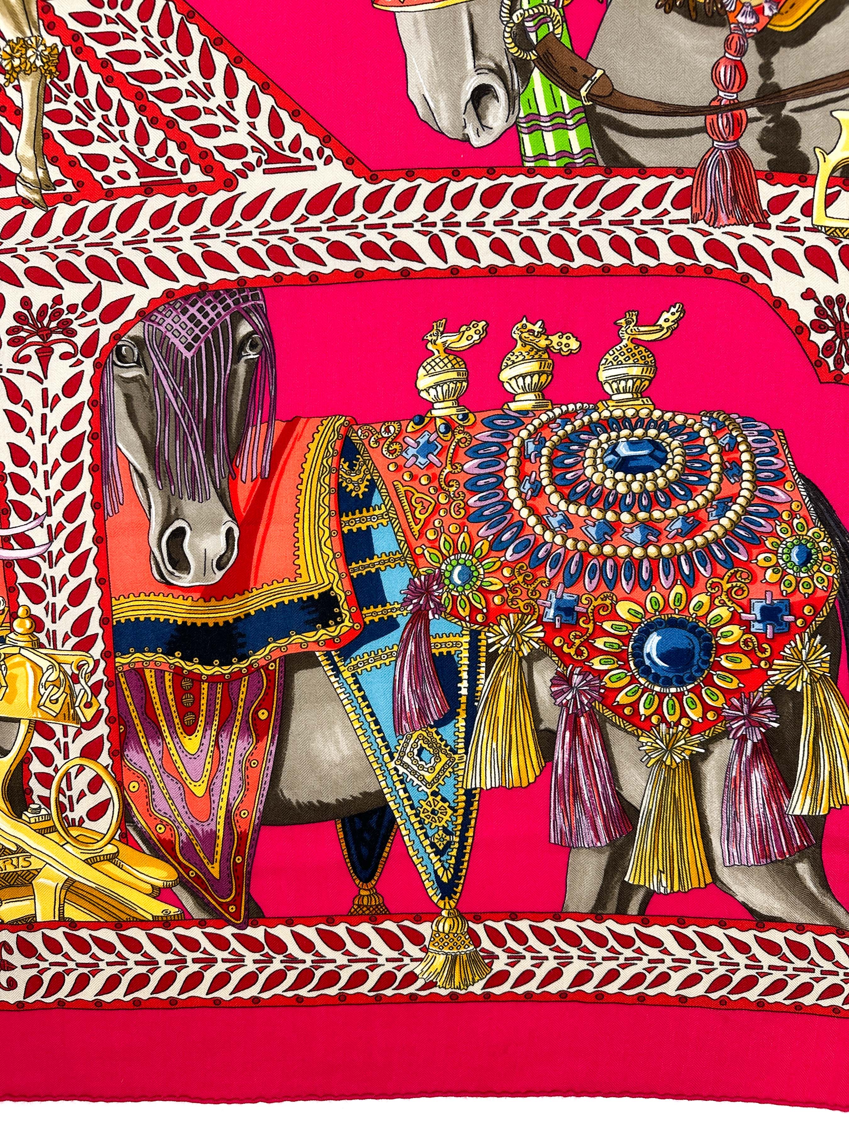 Hermès La Danse du Cheval Marwari Cashmere Silk 140