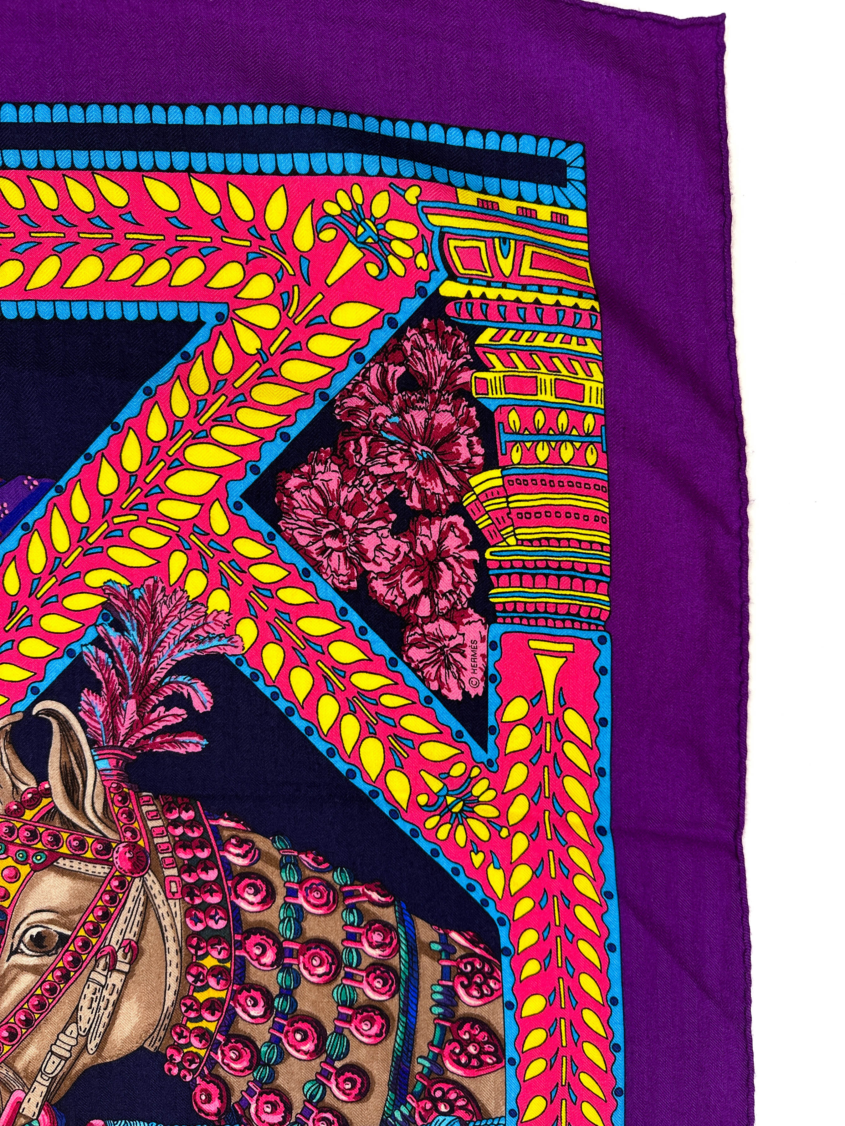 Hermès La Danse du Cheval Marwari Cashmere Silk 140