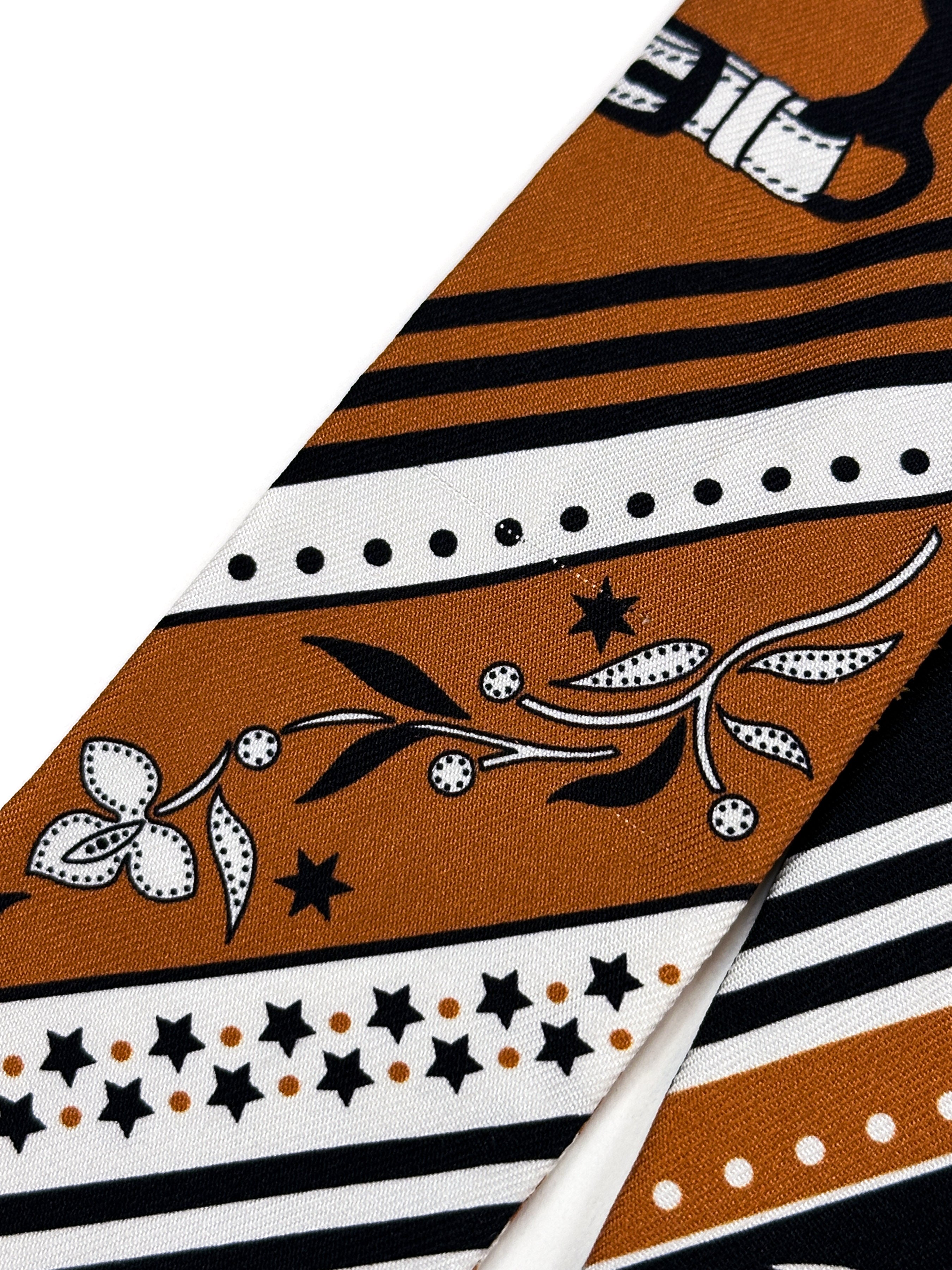 Hermès Festival des Amazones Bandana Folk Leather Fringe Twilly