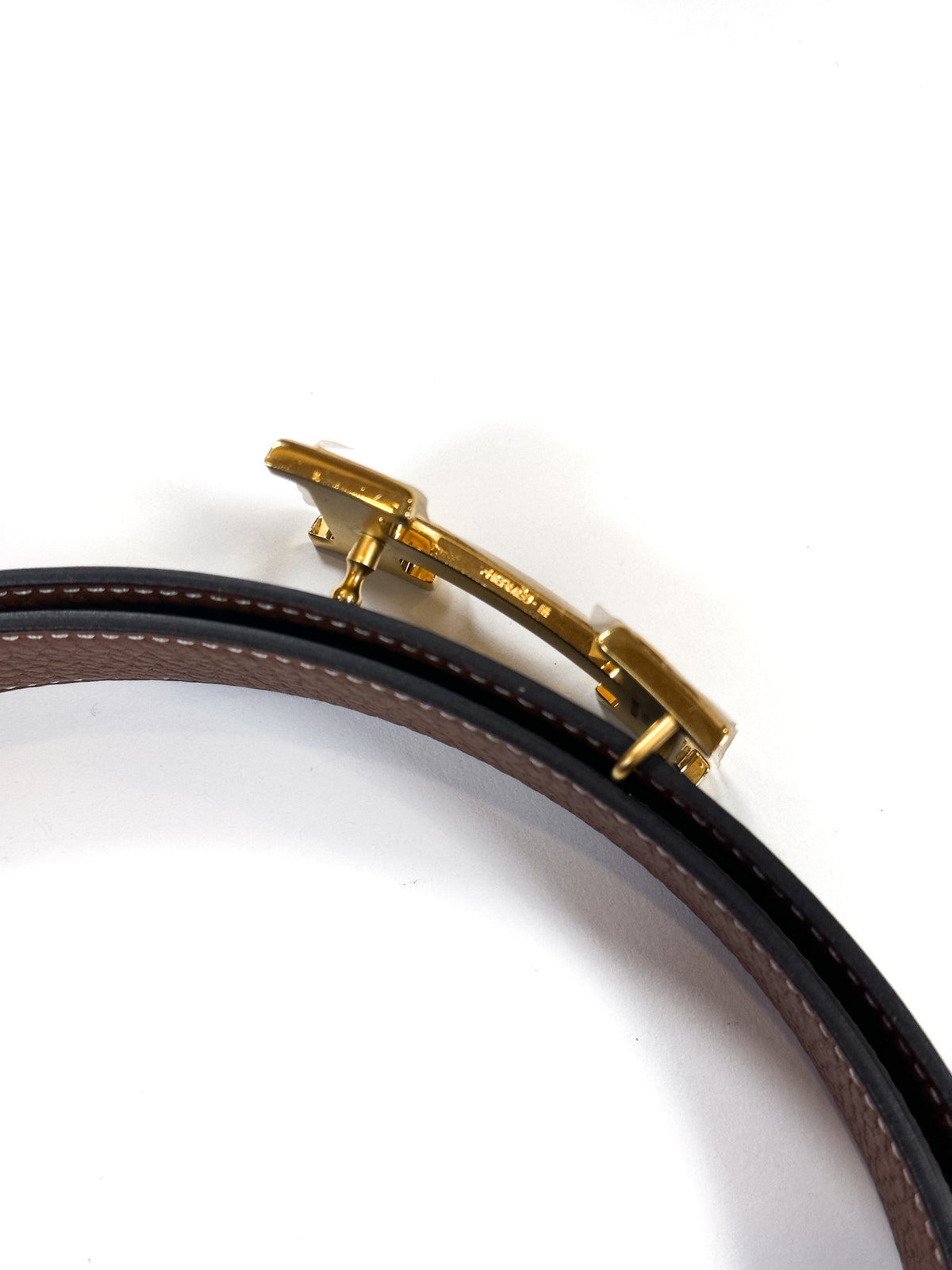 Hermès Mini Hammered Constance Belt Buckle & Reversible Leather Strap