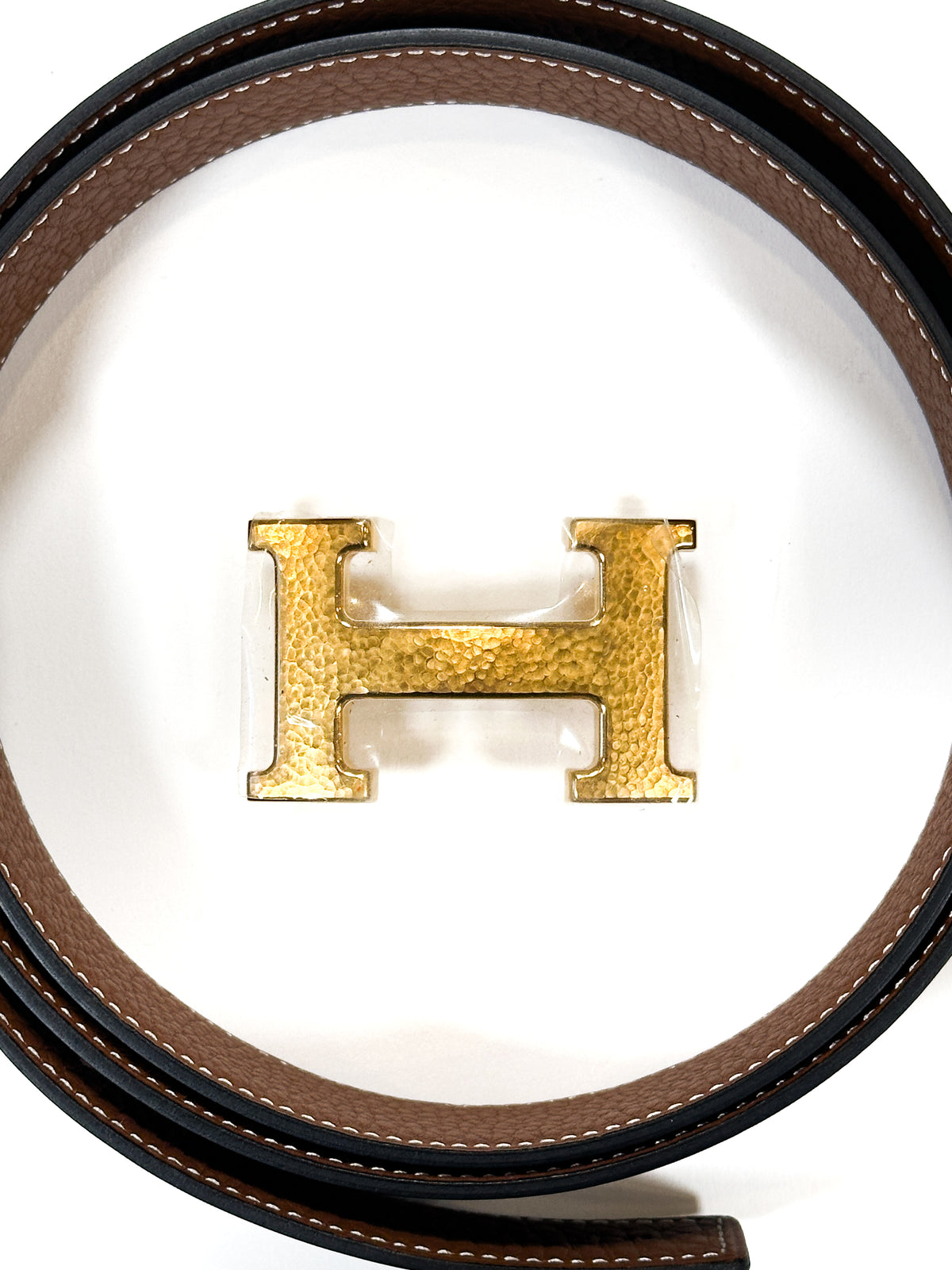 Hermès Mini Hammered Constance Belt Buckle & Reversible Leather Strap