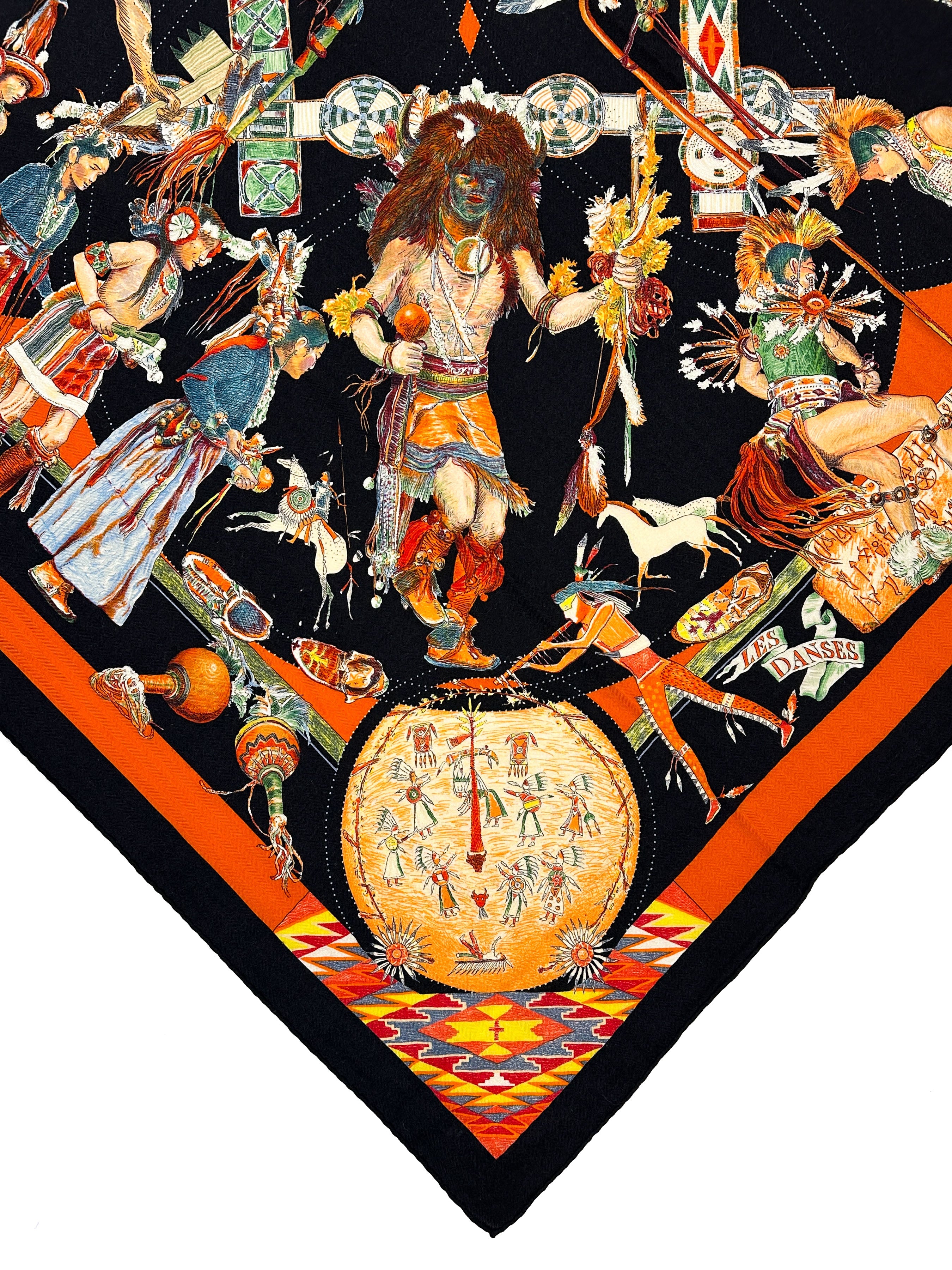 Hermès Les Danses des Indiens Cashmere Silk 140