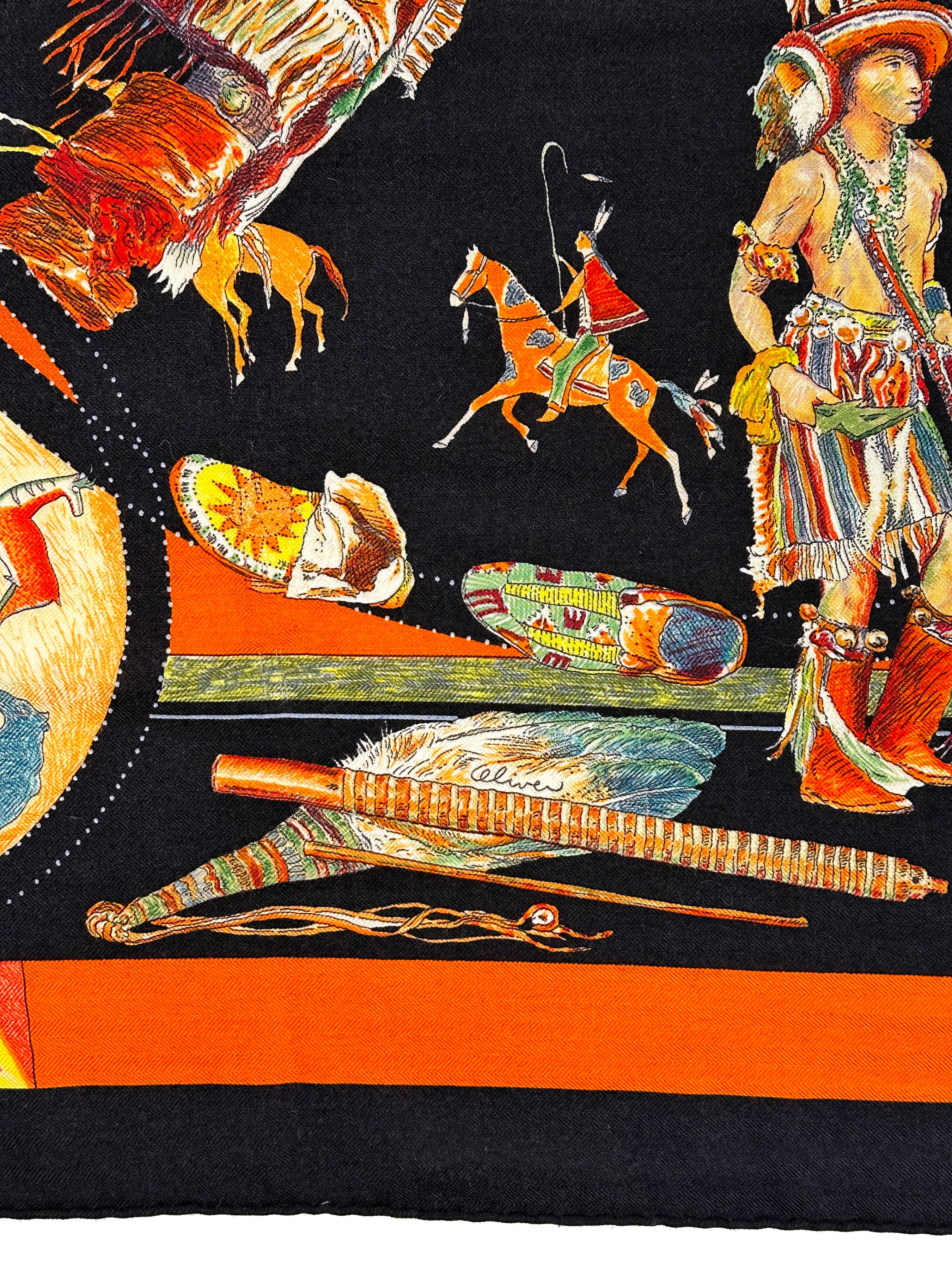 Hermès Les Danses des Indiens Cashmere Silk 140