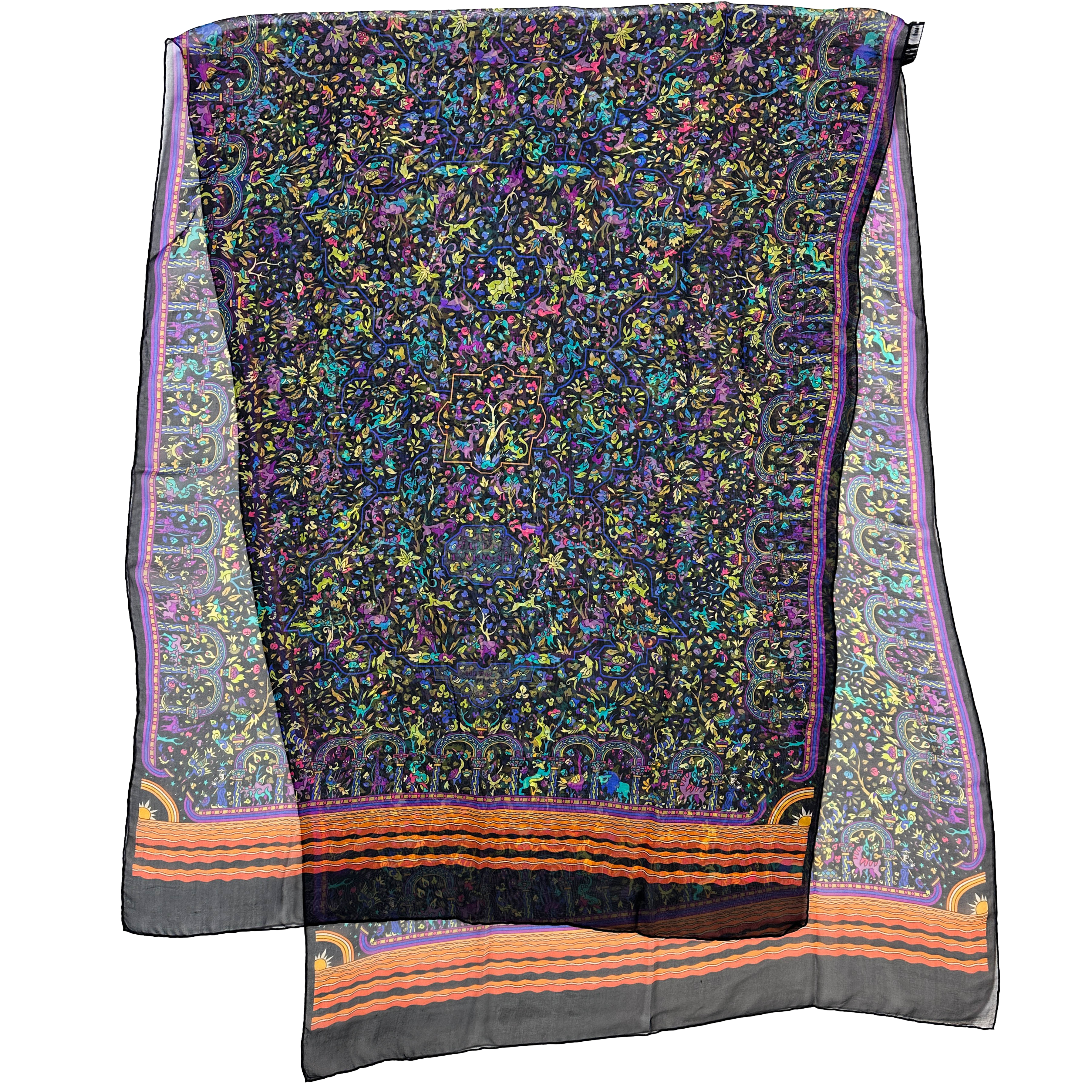 Hermès Les Jardins d'Arménie Mousseline Shawl