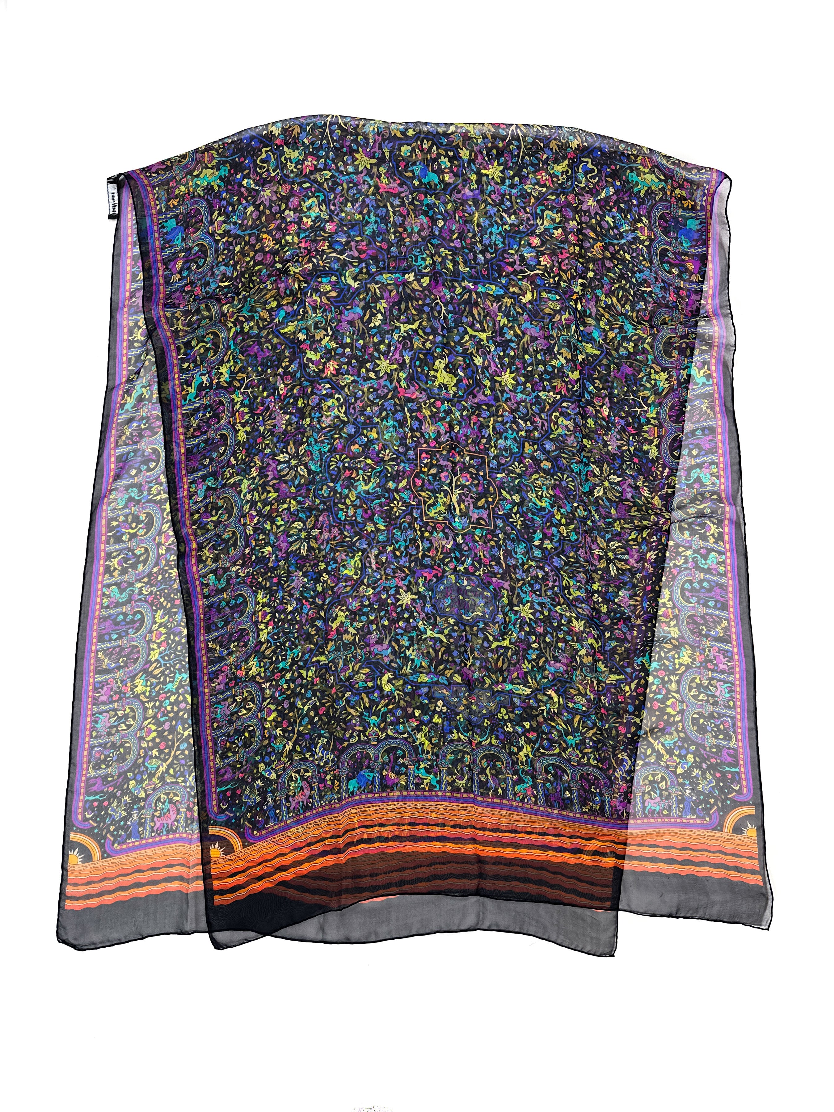 Hermès Les Jardins d'Arménie Mousseline Shawl