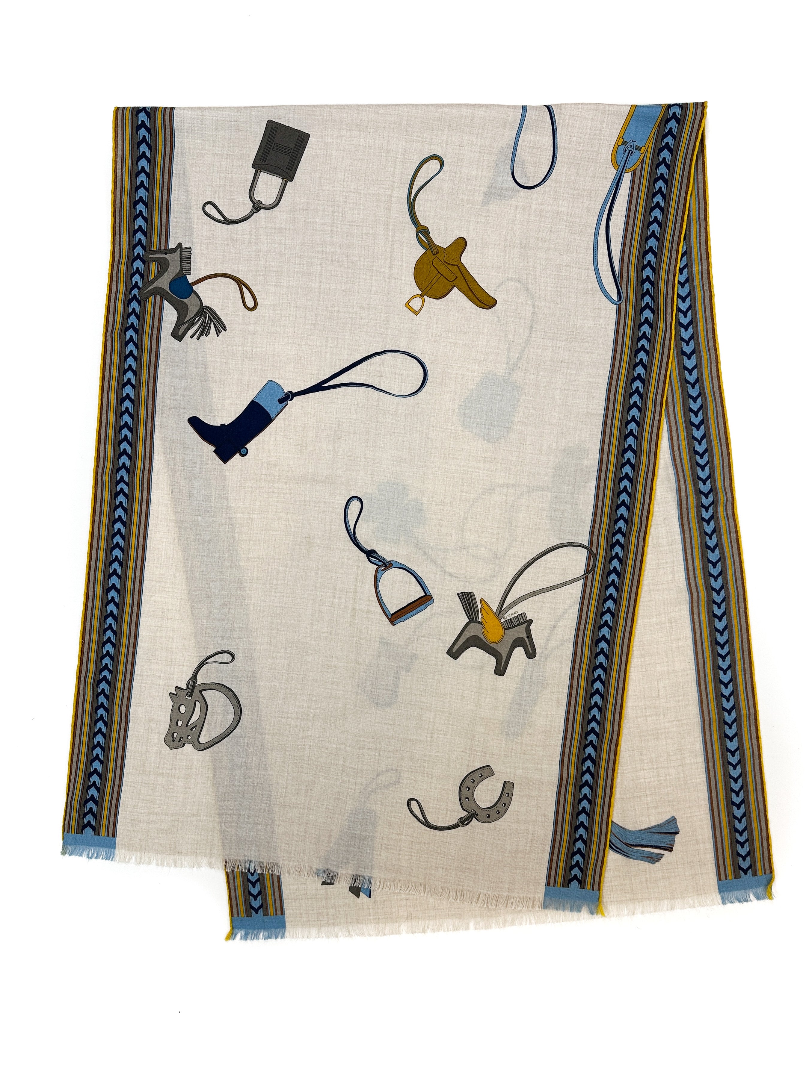 Hermès Et Gris Gris Cashmere Silk Rectangle