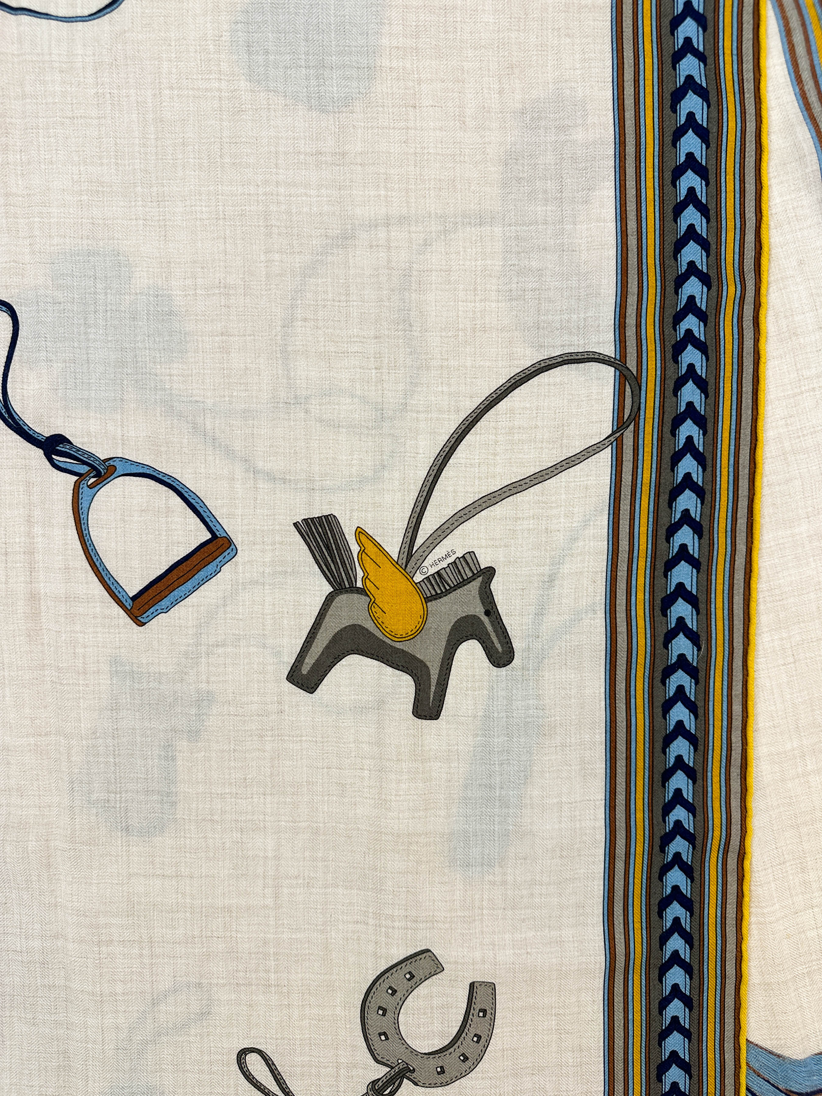 Hermès Et Gris Gris Cashmere Silk Rectangle