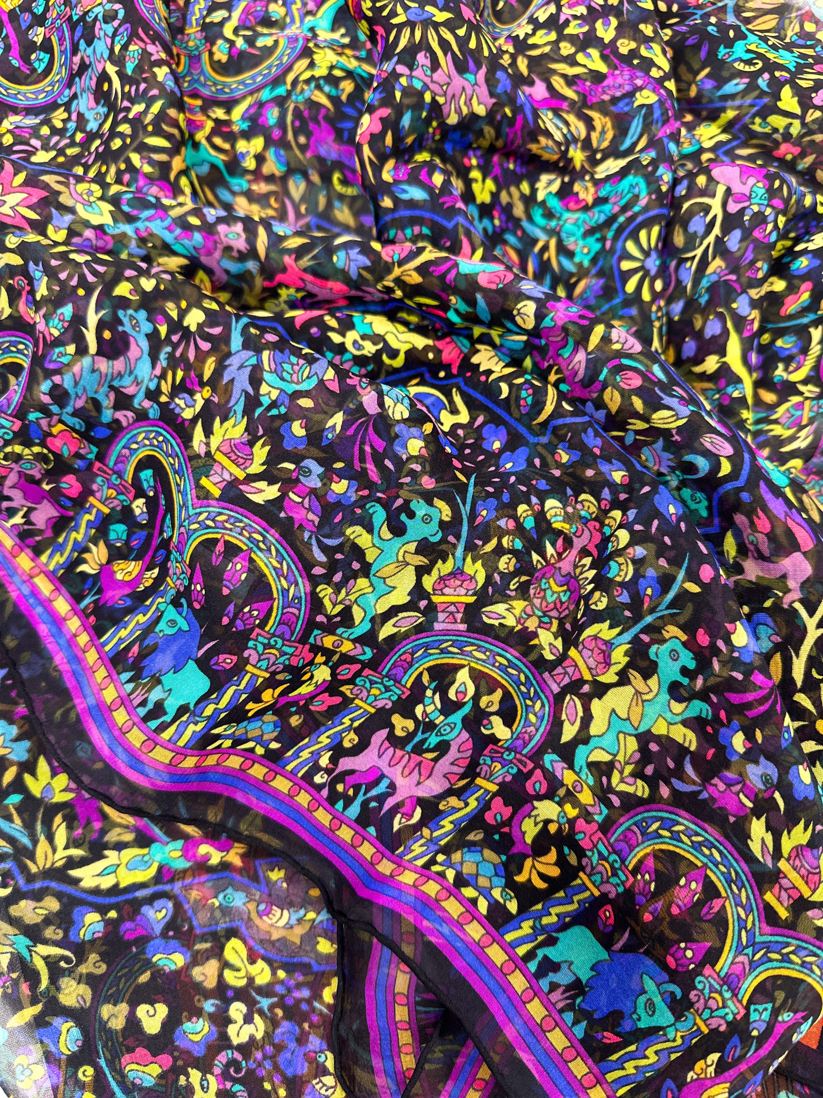 Hermès Les Jardins d'Arménie Mousseline Shawl