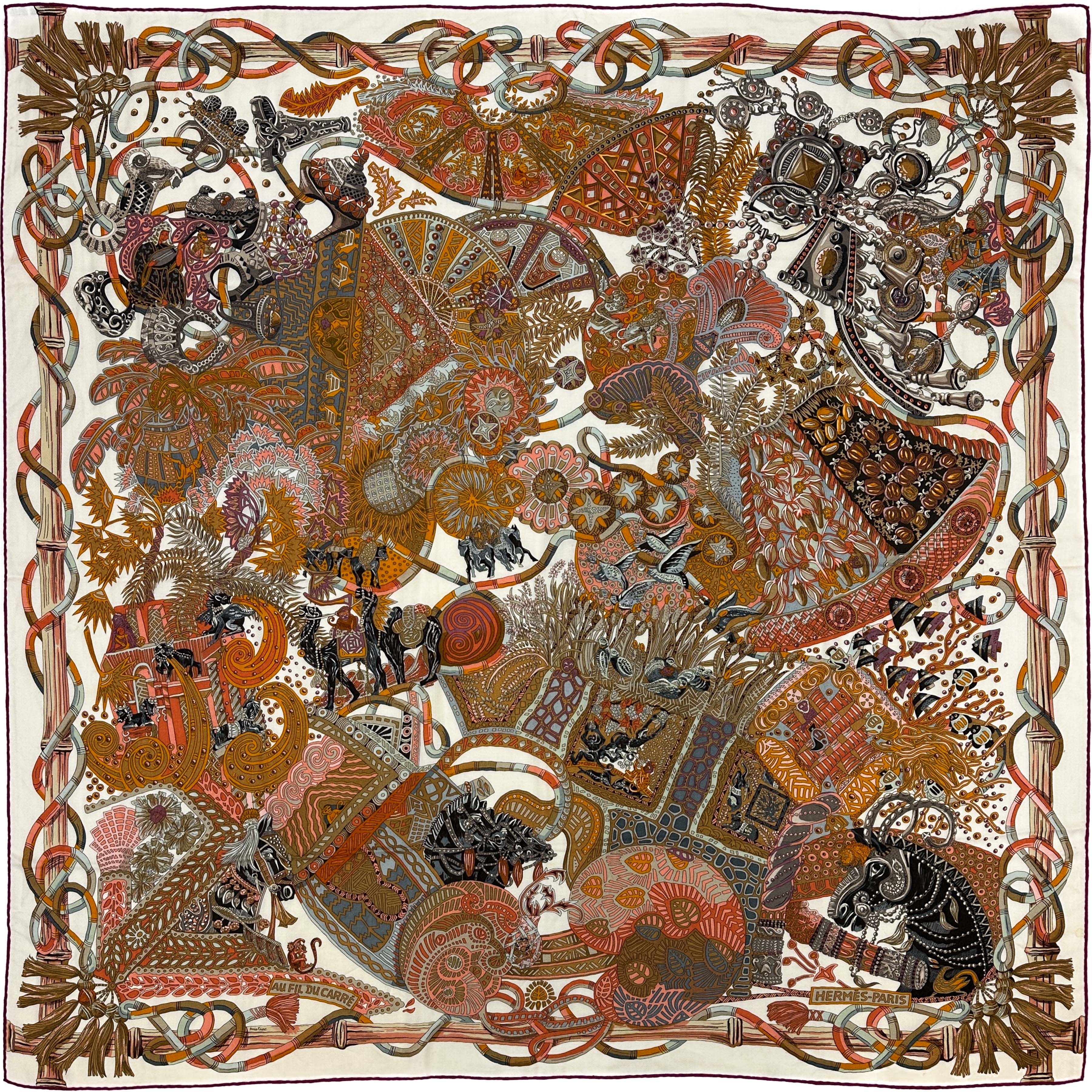 Hermès Au Fil du Carré Cashmere Silk 140