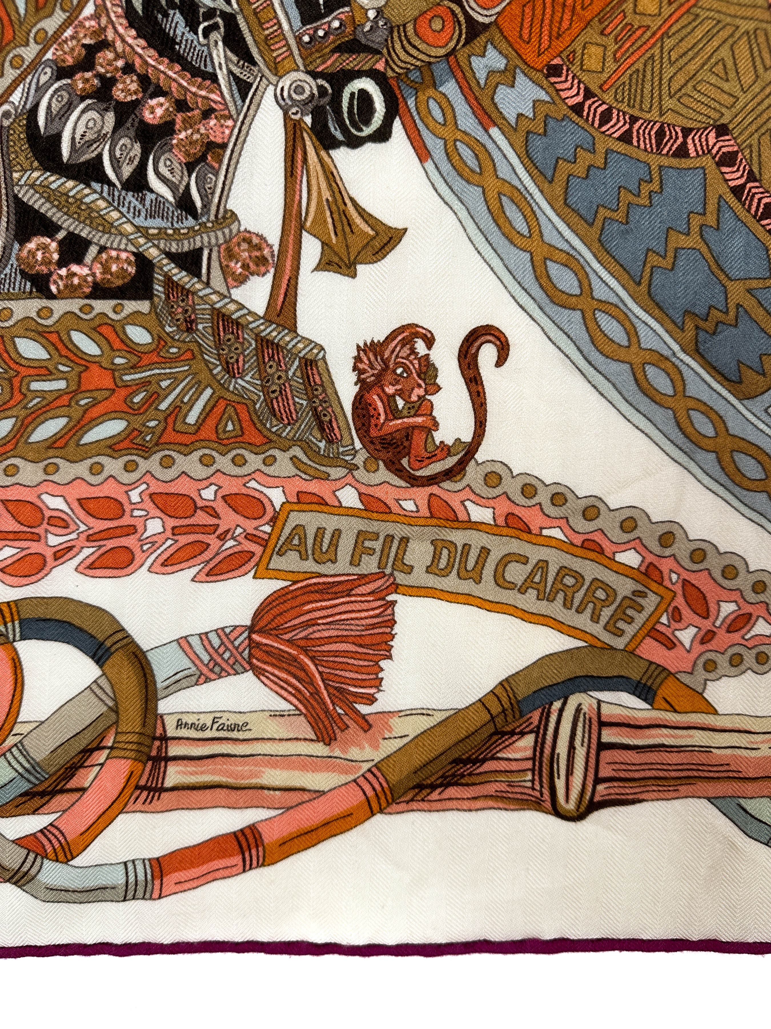 Hermès Au Fil du Carré Cashmere Silk 140