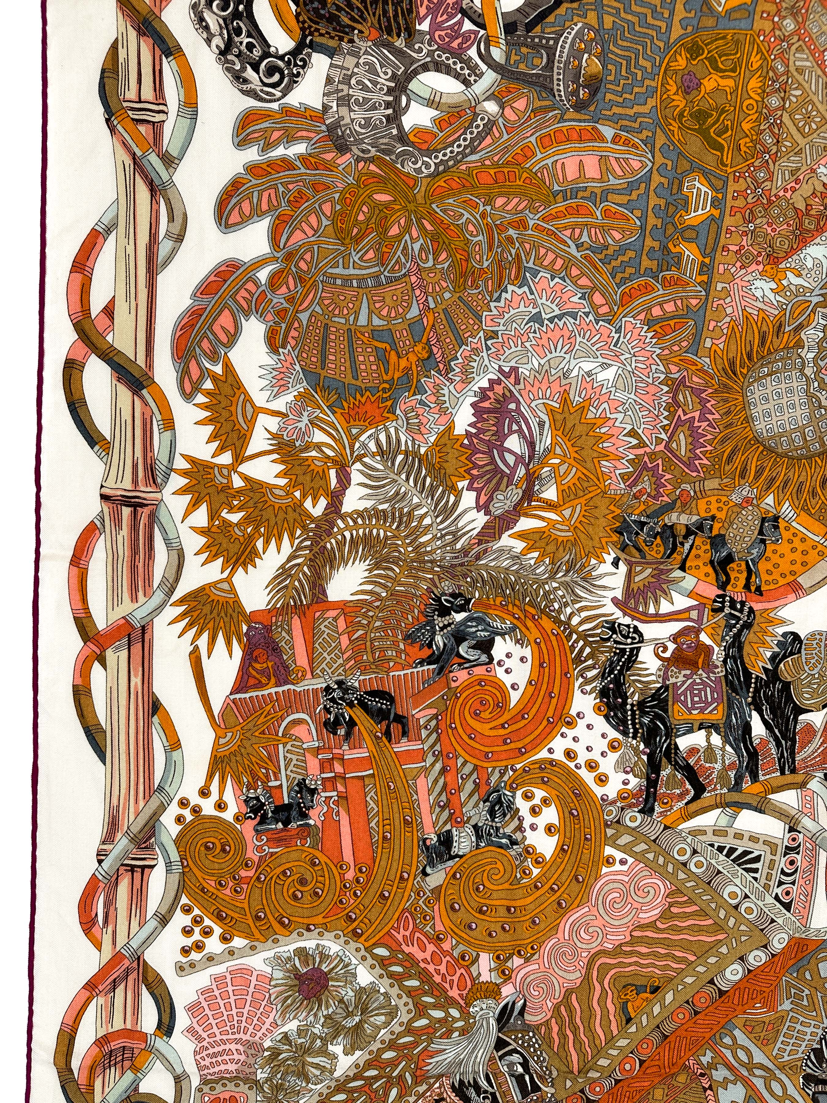 Hermès Au Fil du Carré Cashmere Silk 140