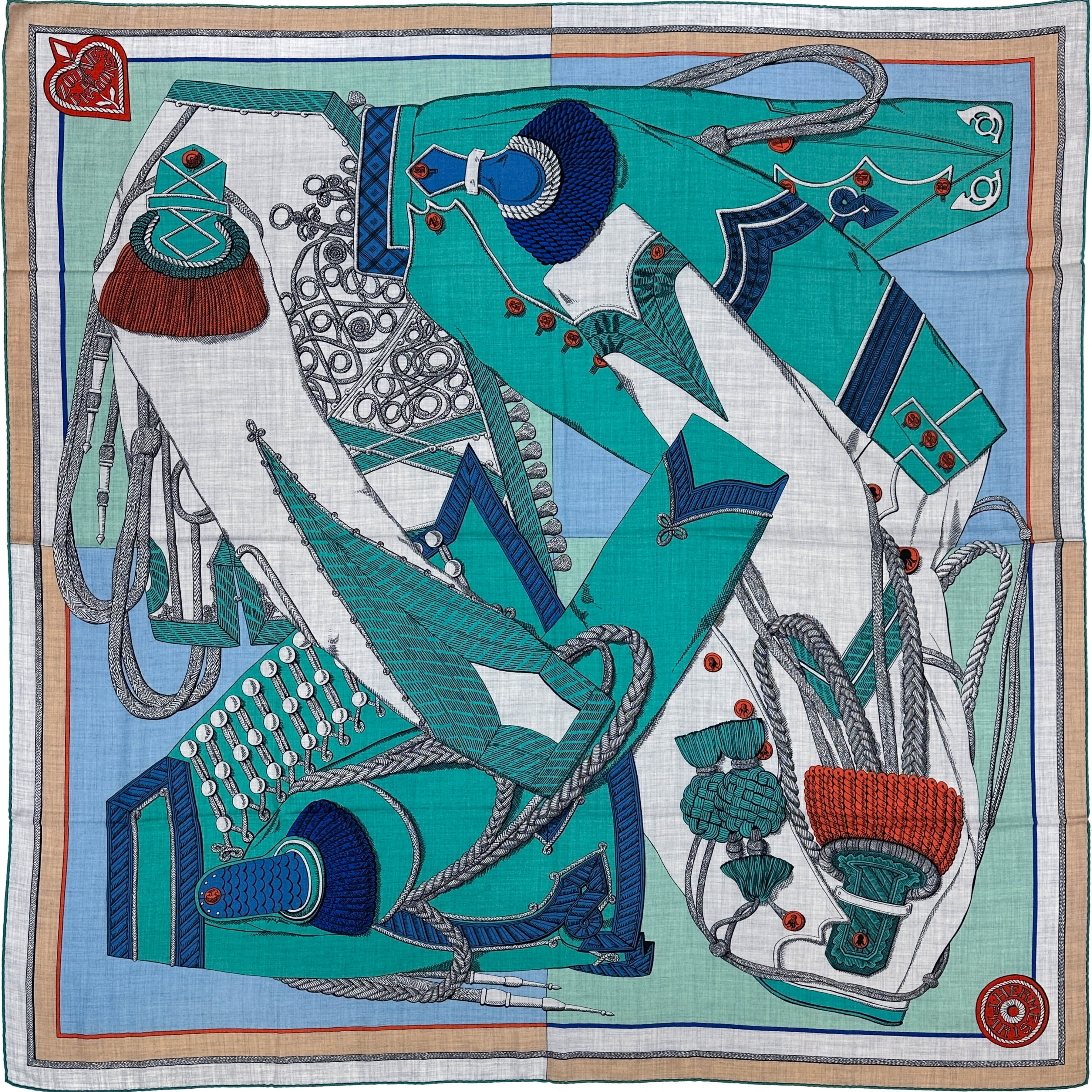 Hermès Zouaves et Dragons Cashmere Silk 140