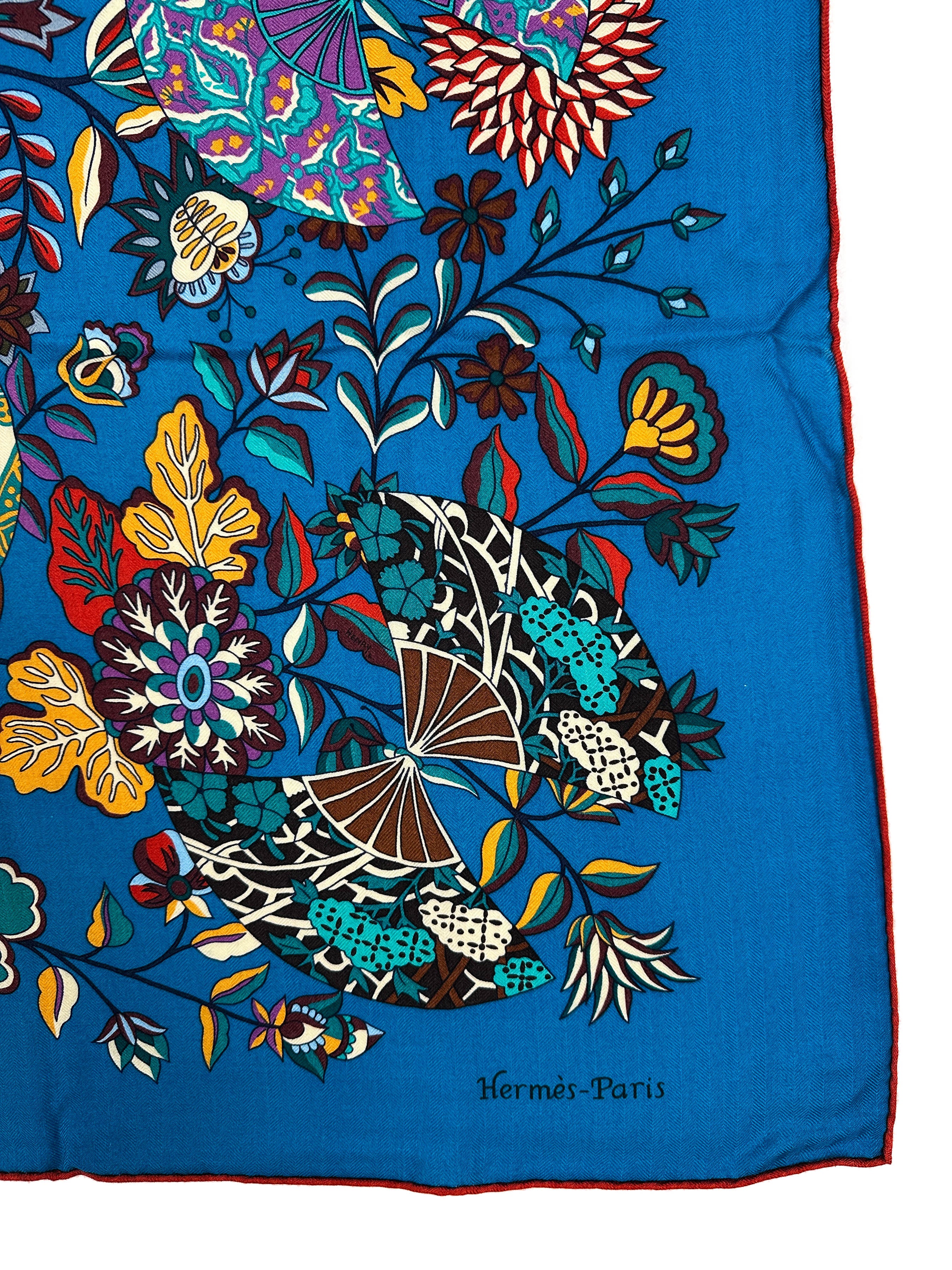 Hermès Fleurs et Papillons de Tissus Cashmere Silk 140