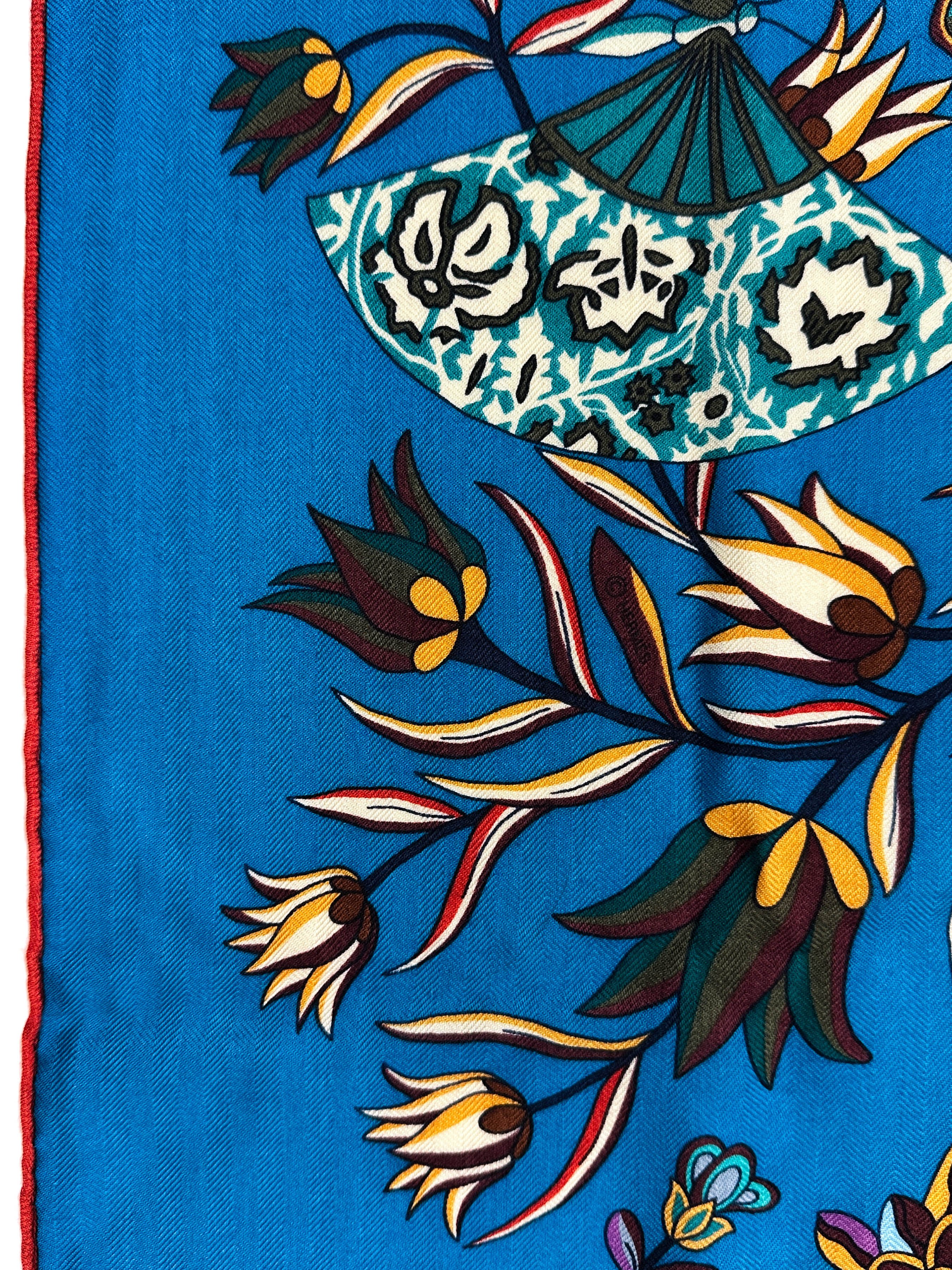 Hermès Fleurs et Papillons de Tissus Cashmere Silk 140
