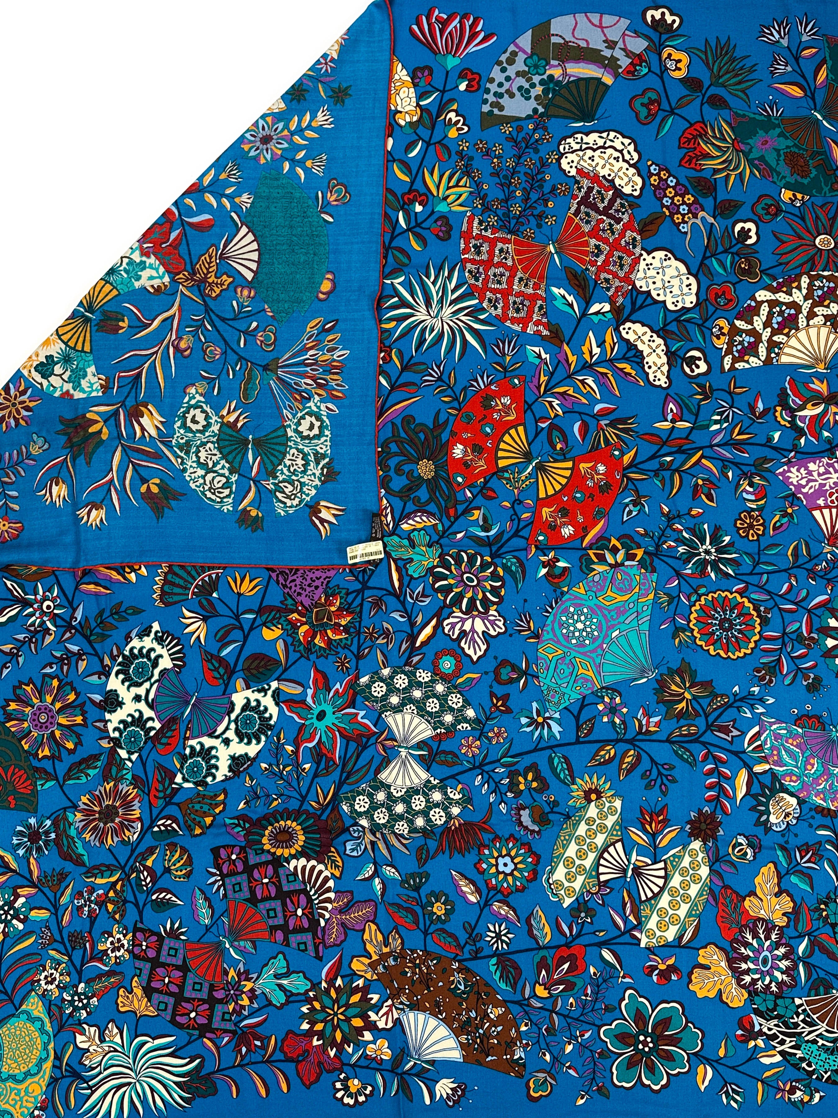 Hermès Fleurs et Papillons de Tissus Cashmere Silk 140