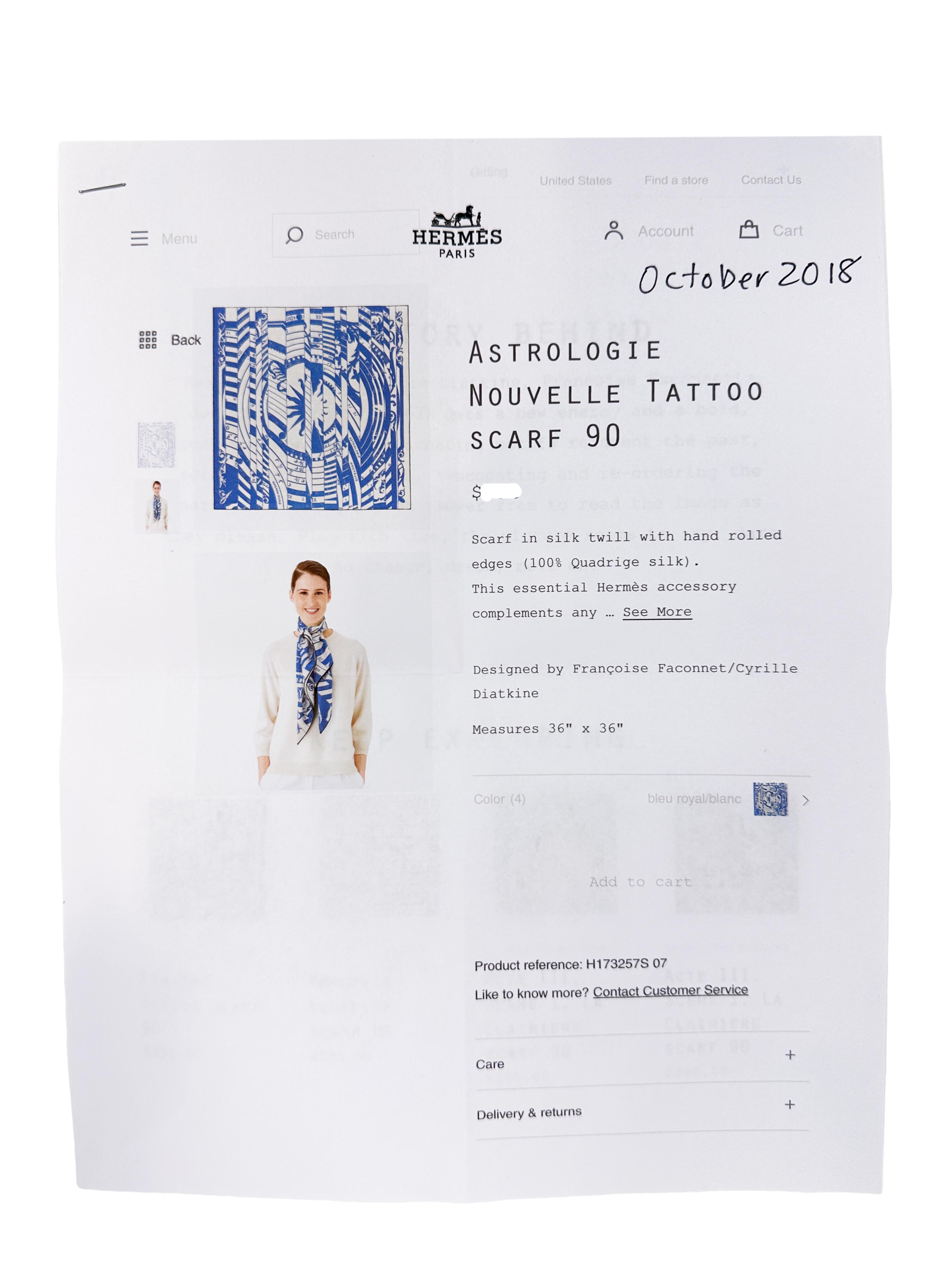 Hermès Astrologie Nouvelle Tattoo Jacquard 90