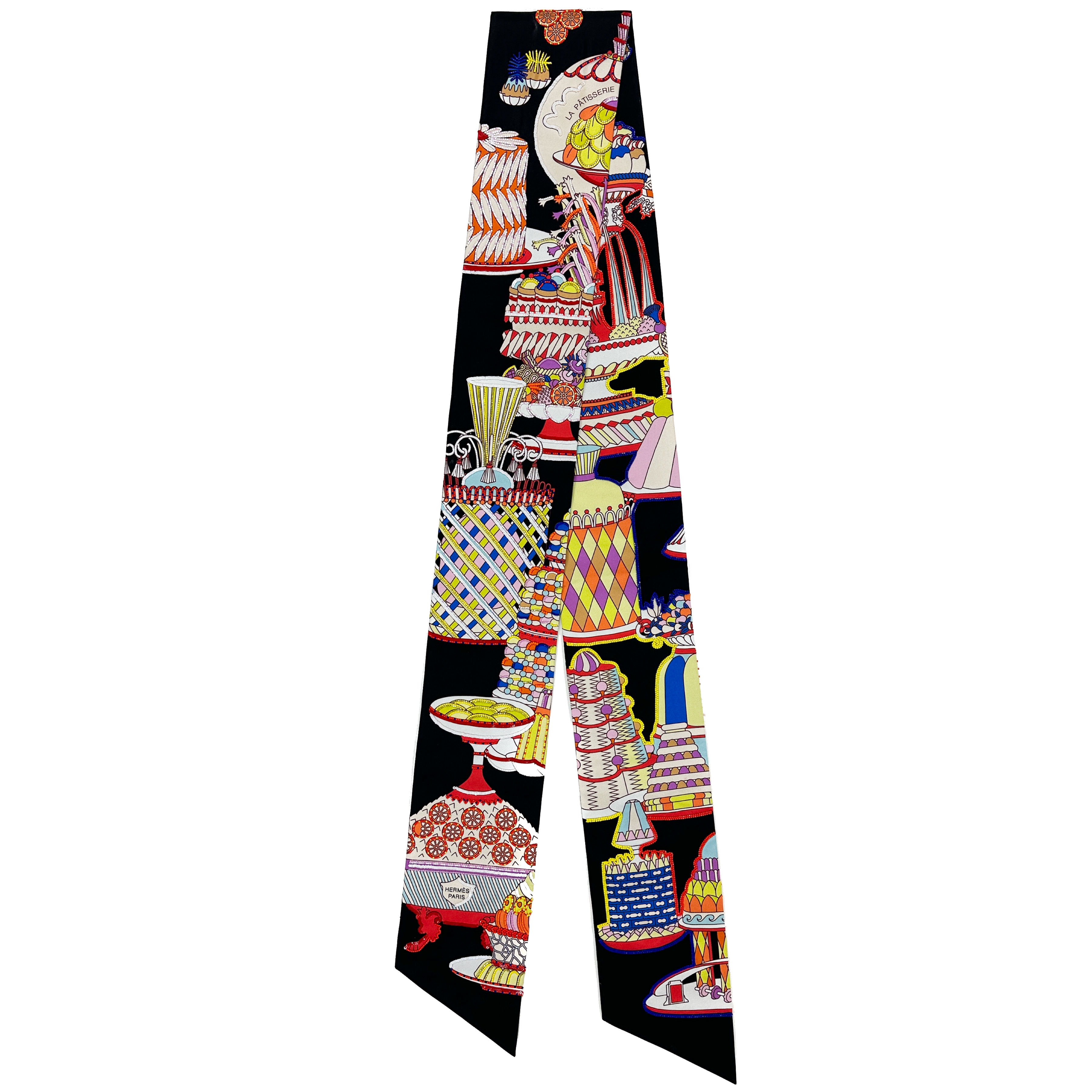 Hermès *Exceptional* La Pâtisserie Française Shiny Beaded Maxi Twilly Slim