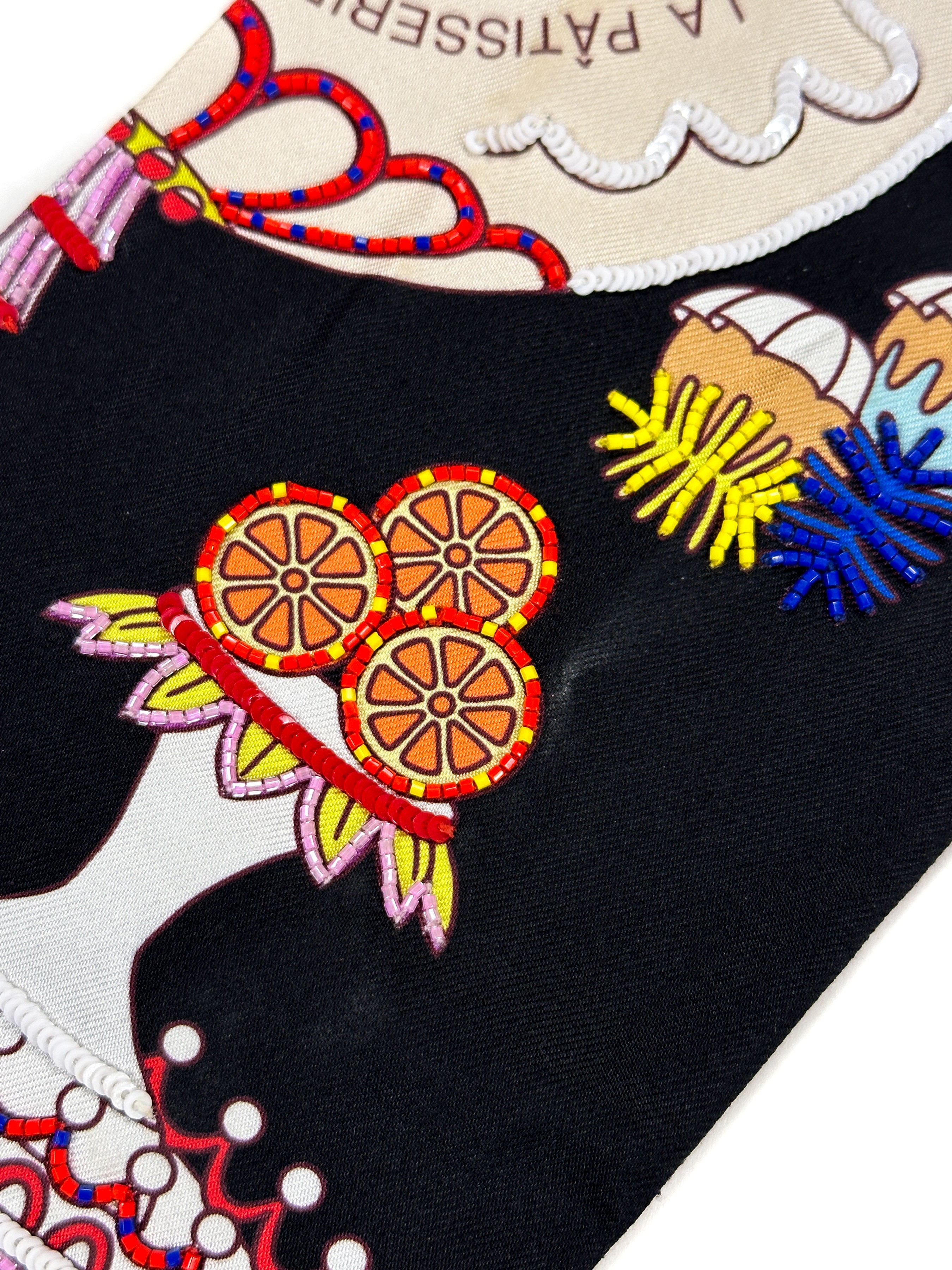 Hermès *Exceptional* La Pâtisserie Française Shiny Beaded Maxi Twilly Slim