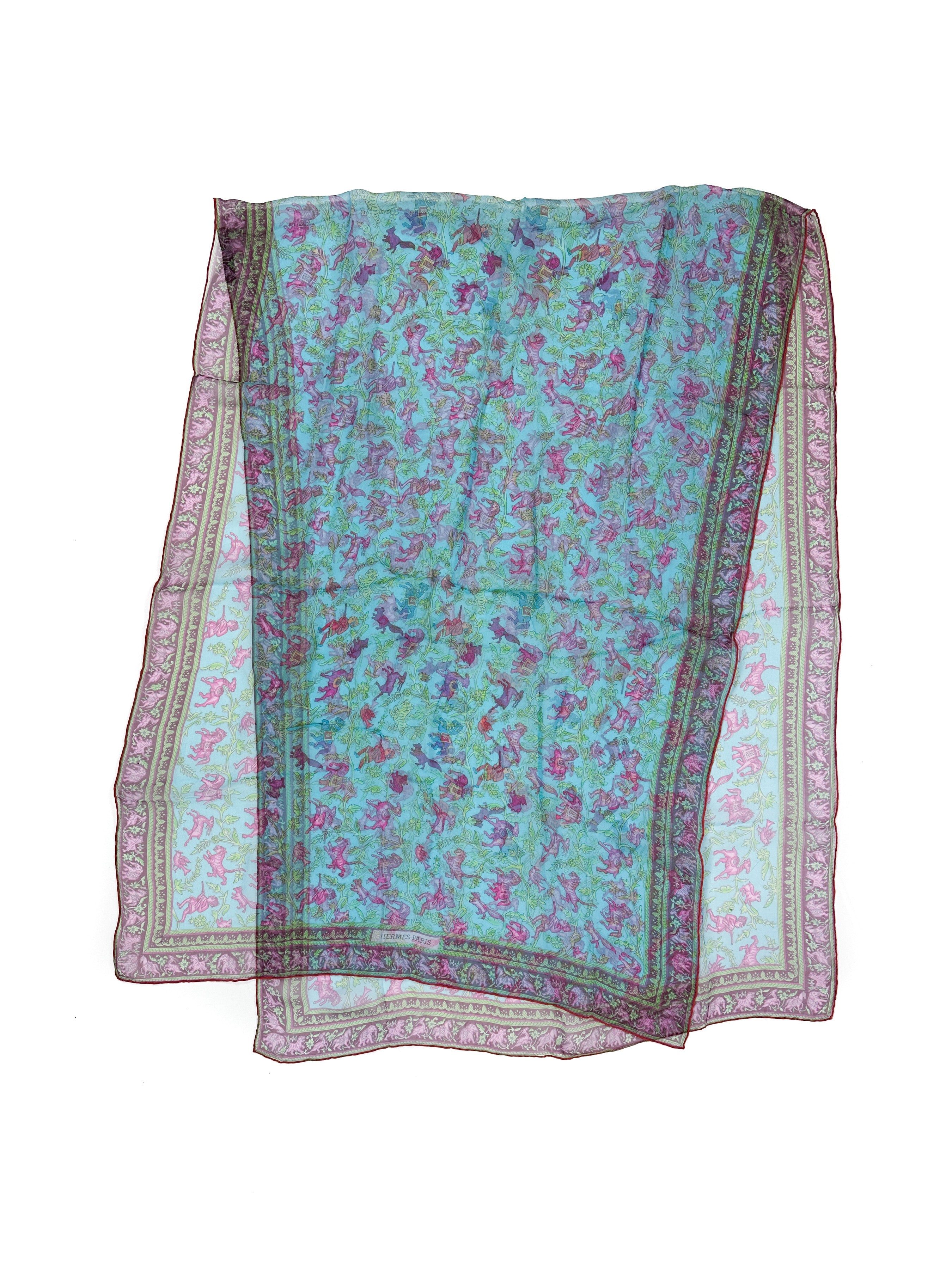 Hermès Chasse en Inde Mousseline Shawl