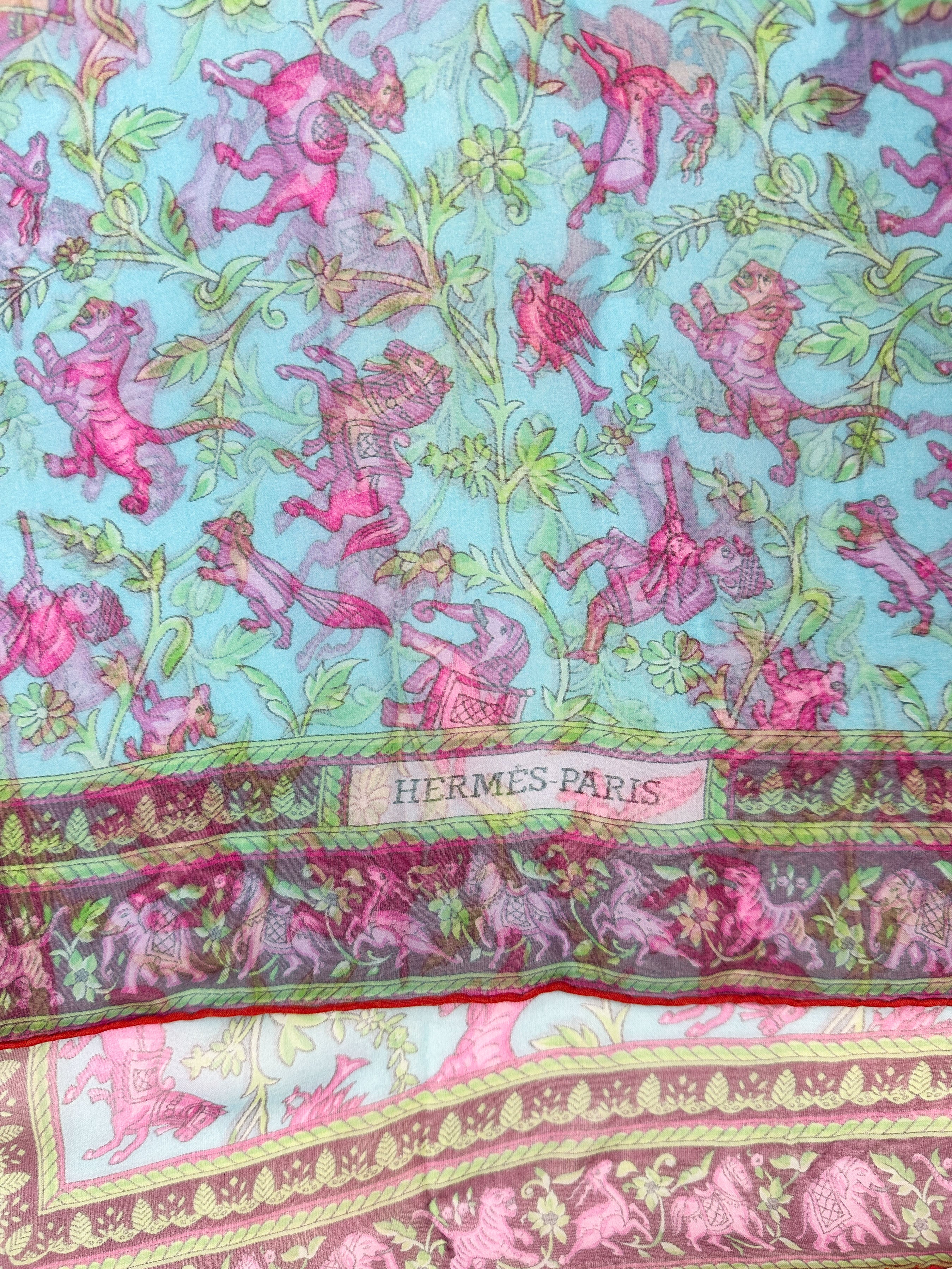Hermès Chasse en Inde Mousseline Shawl