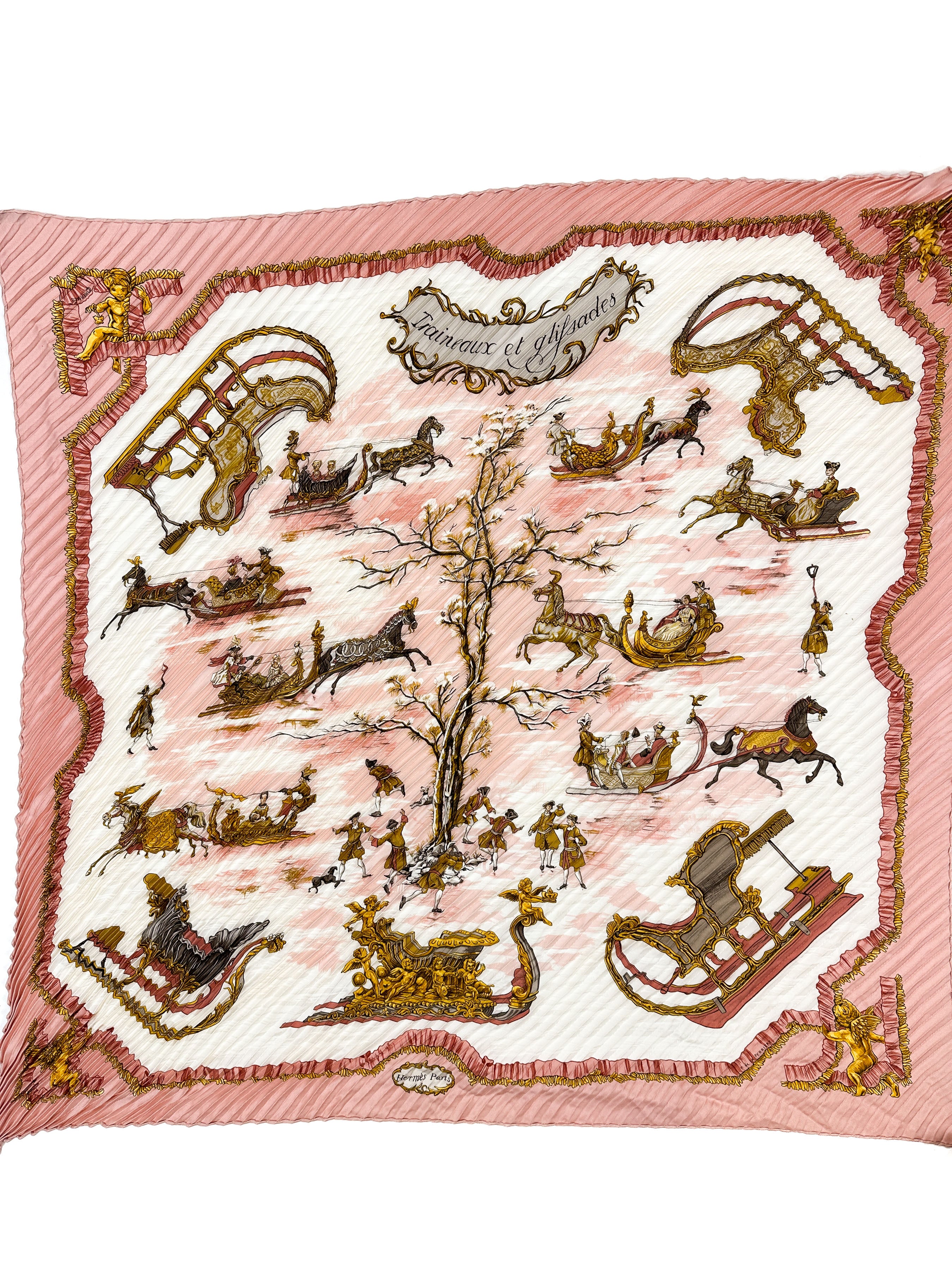 Hermès Traineaux et Glissades Plissé 90