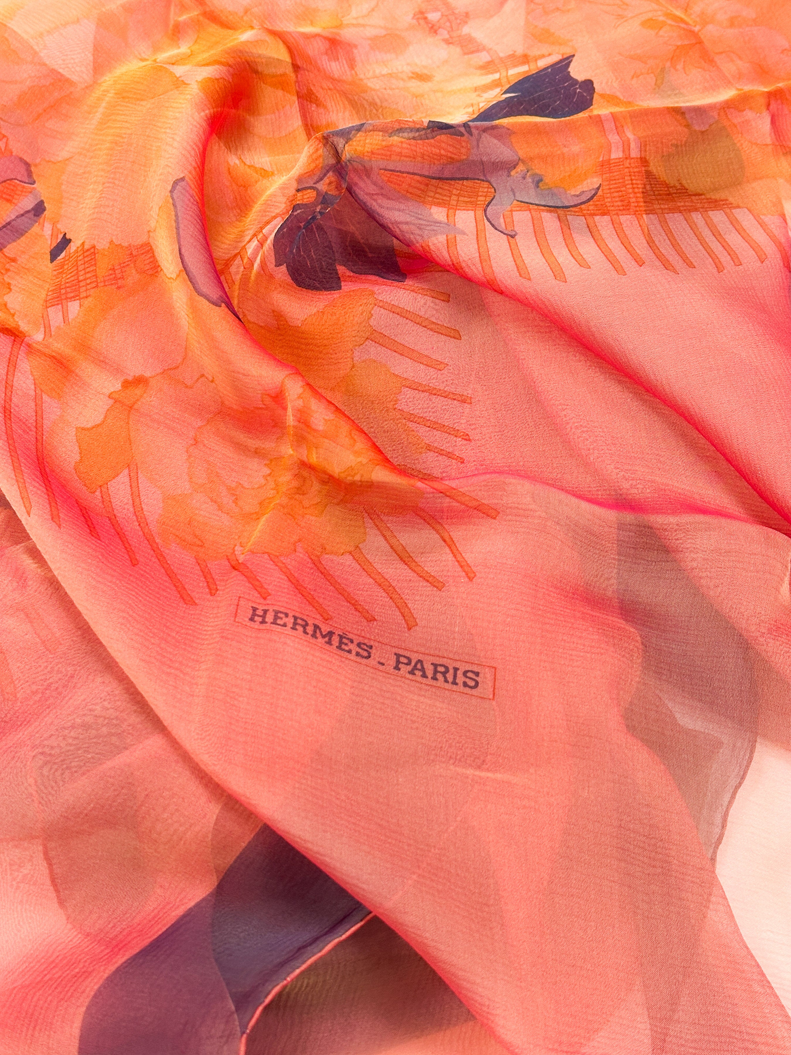 Hermès Les Pivoines Changeant Mousseline 140
